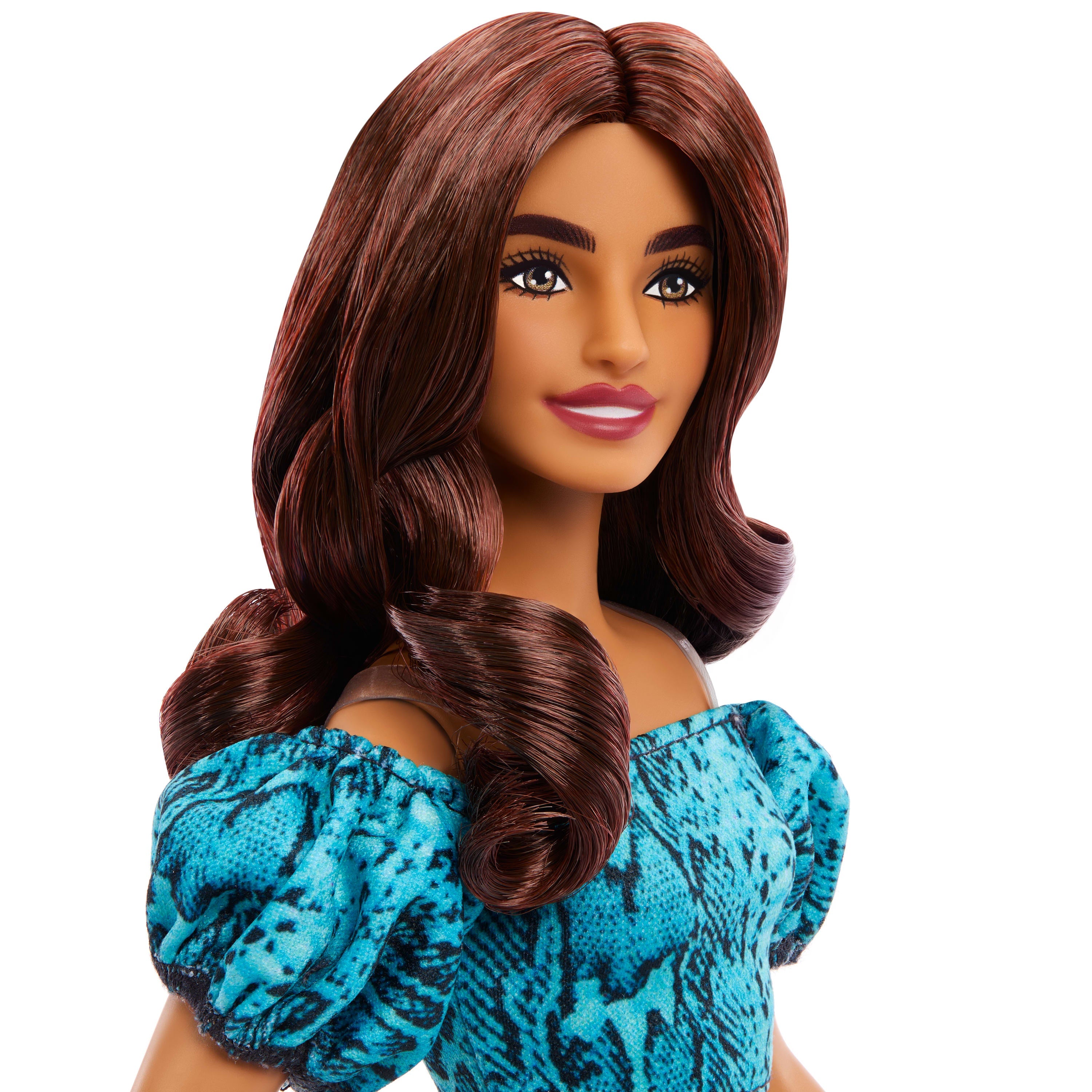 Barbie Fashionistas Style Doll #250 in Turquoise Snake Print Skirt, Turquoise Snake Print Top, Brown Hair