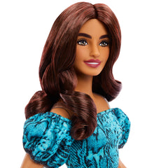 Barbie Fashionistas Style Doll #250 in Turquoise Snake Print Skirt, Turquoise Snake Print Top, Brown Hair