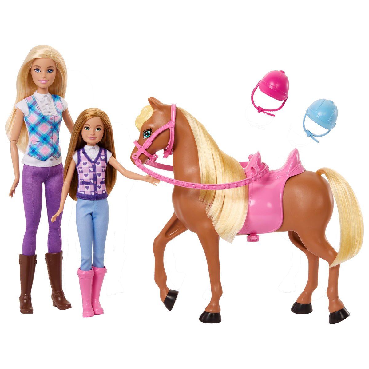 Barbie Coffret Cheval et 2 Poupées Avec Casques et Accessoires