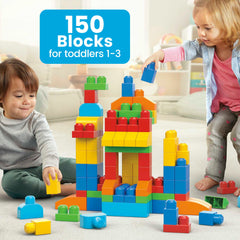 MEGA Bloks First Builders Deluxe Building Bag Toy Blocks With Storage Bag (150 Pieces) For Toddler