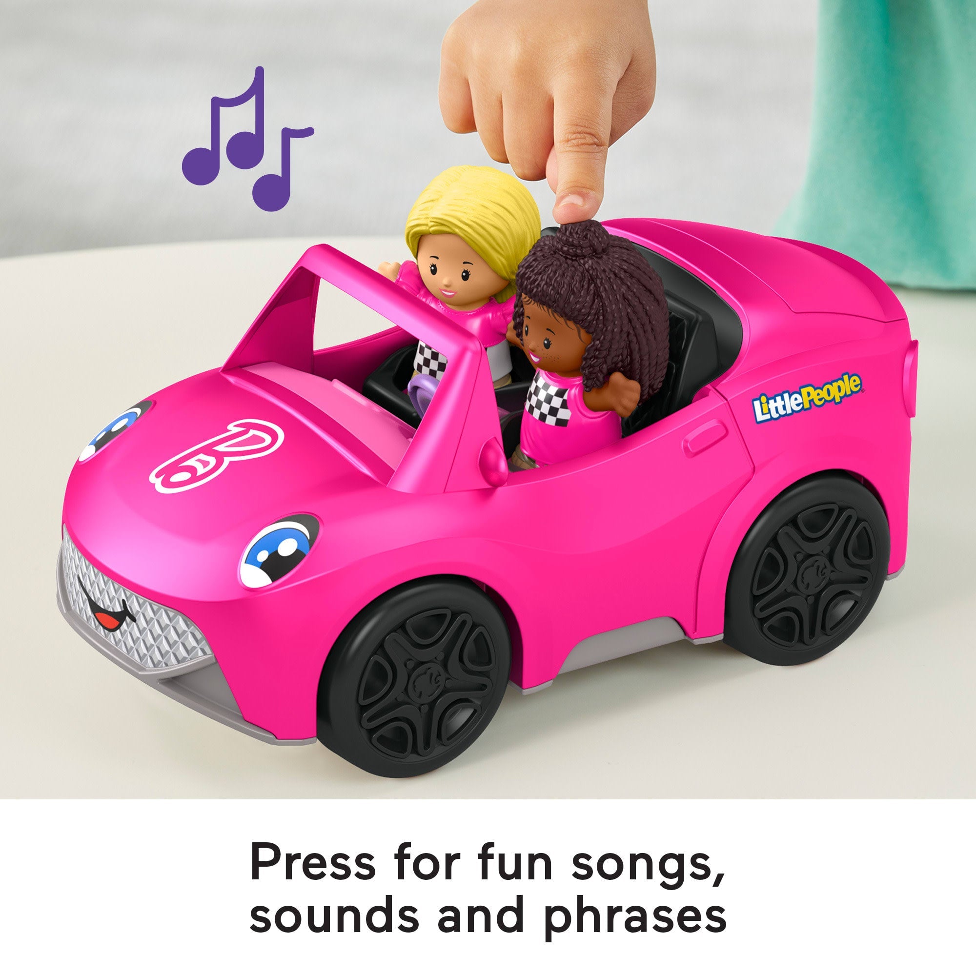 Fisher-Price Little People Barbie Convertible Toy Car With Music Sounds & 2 Figures For Toddlers
