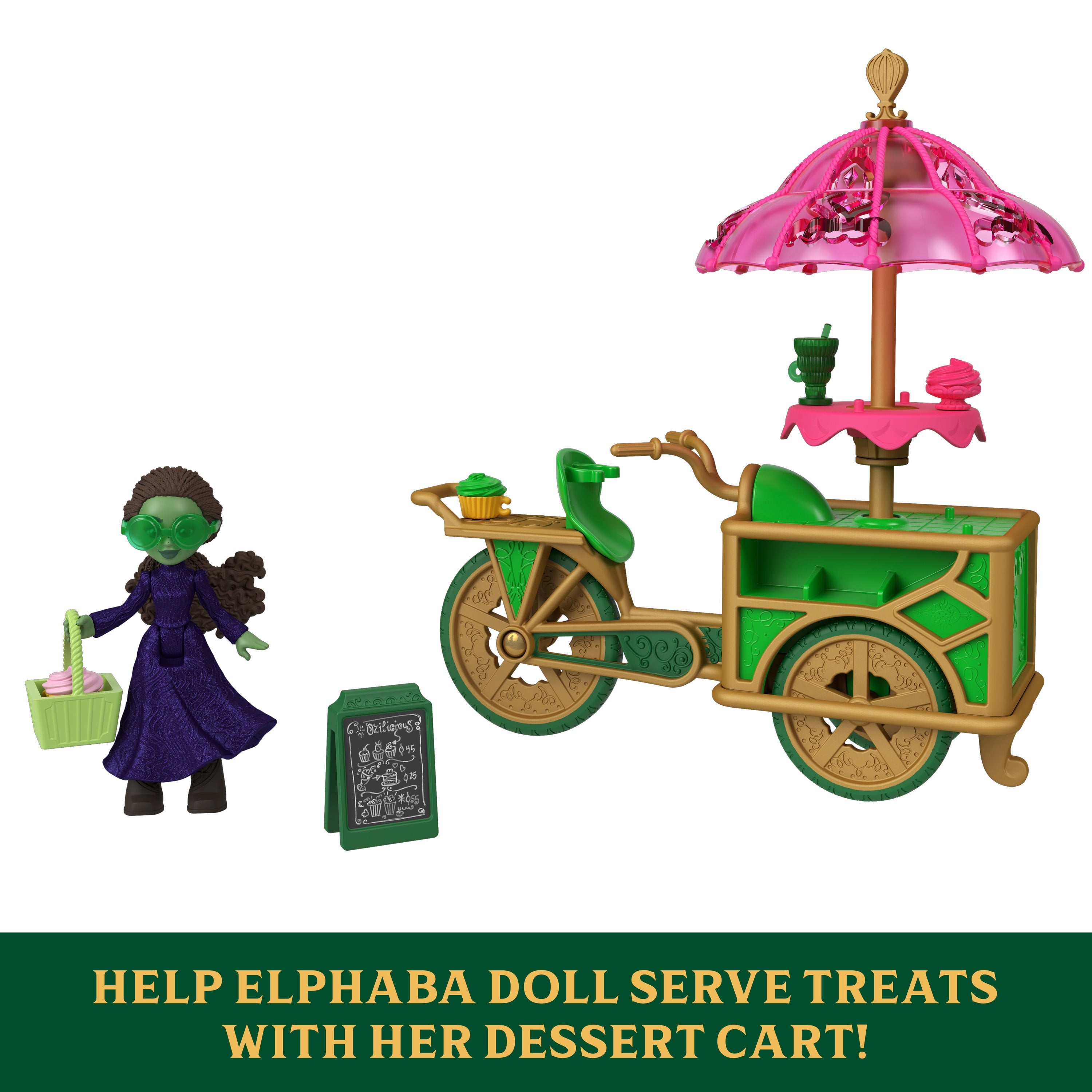 Universal Pictures’ Wicked Emerald City Dessert Cart Toy With Cart, Small Doll & 7 Accessories