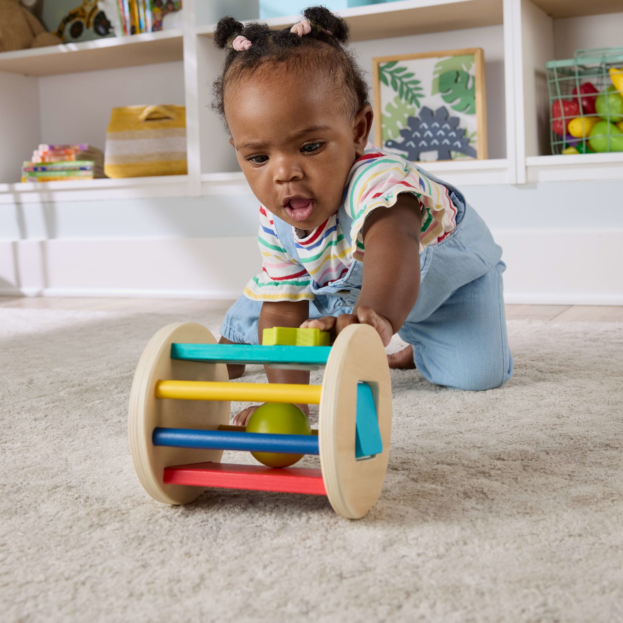 Fisher-Price-Rouleau Jeu à Quatre Pattes en Bois-Activité D’Éveil Pour Bébé
