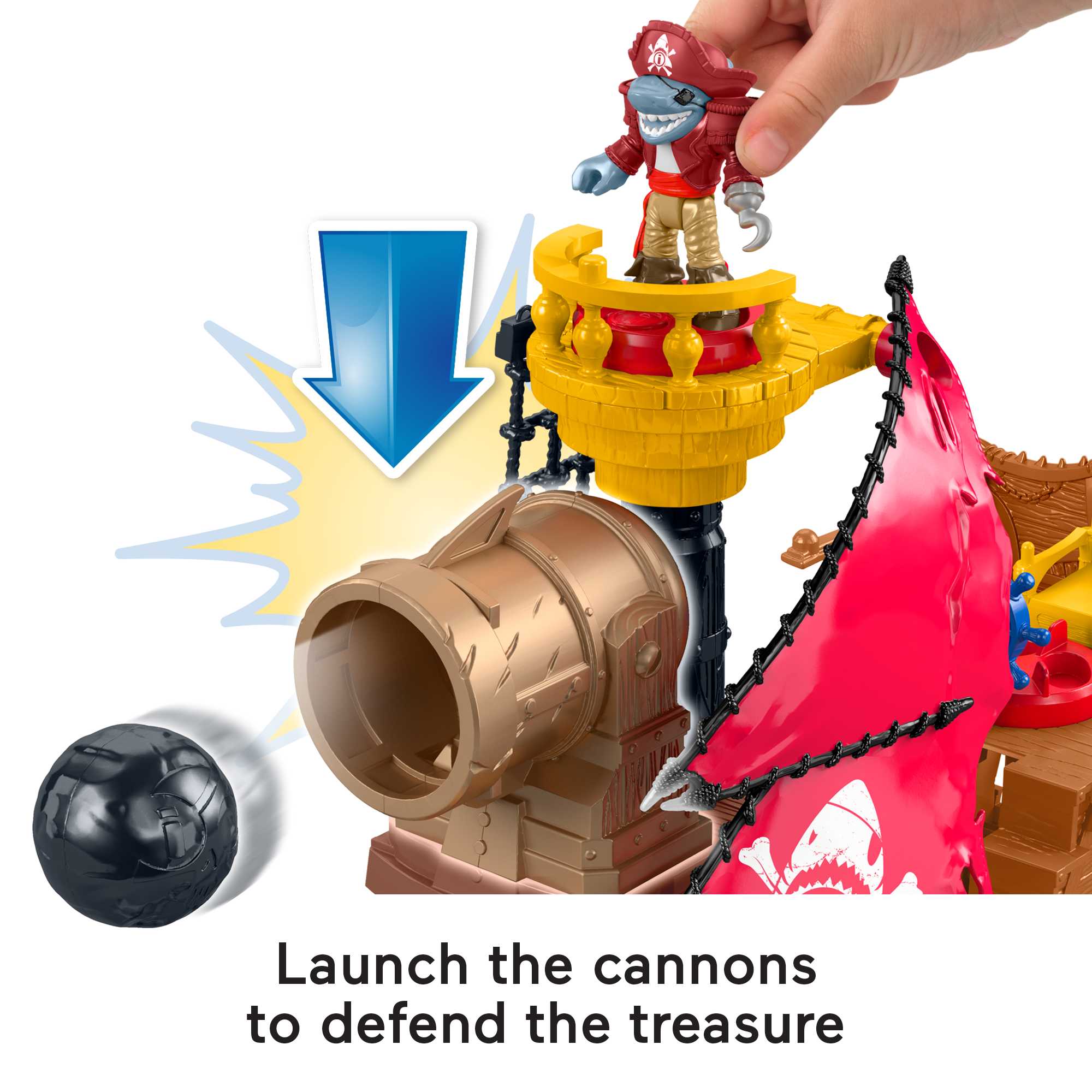 Imaginext Pirate Ship Playset With Shark Bite Action, 2 Pirate Figures, Preschool Toys, Child 3Y+