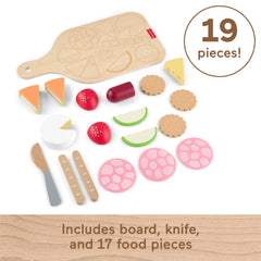 Fisher-Price Wooden Charcuterie Board Pretend Playset For Kids With 19 Wood & Fabric Pieces