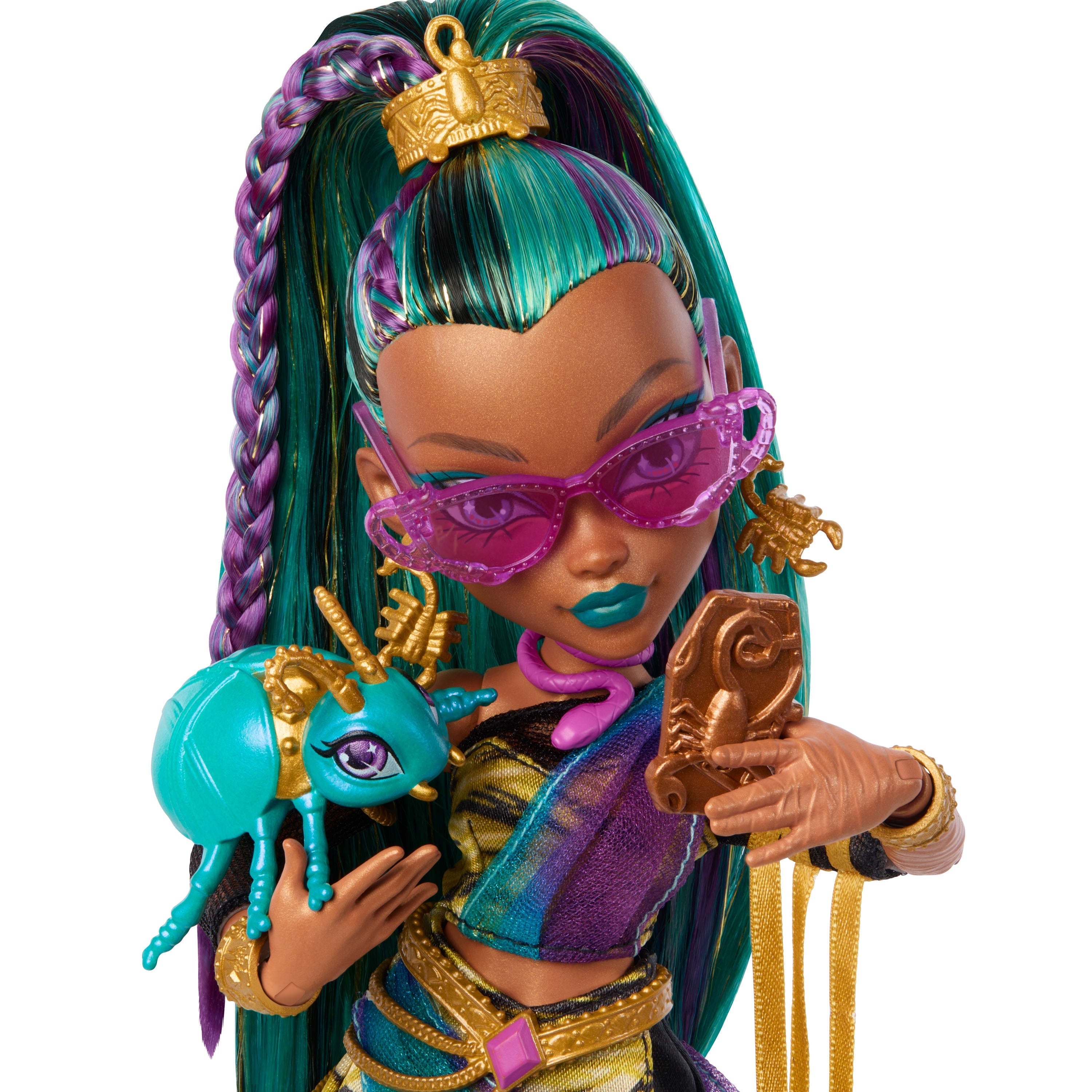 Monster High Nefera De Nile Doll With Pet Scarab Lavish And 7 Accessories Like Purse And Snacks