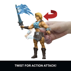 Masters Of The Universe He-Man Power Sword Slash Feature Figure Toy, 5.5 Inch Twist & Release Action