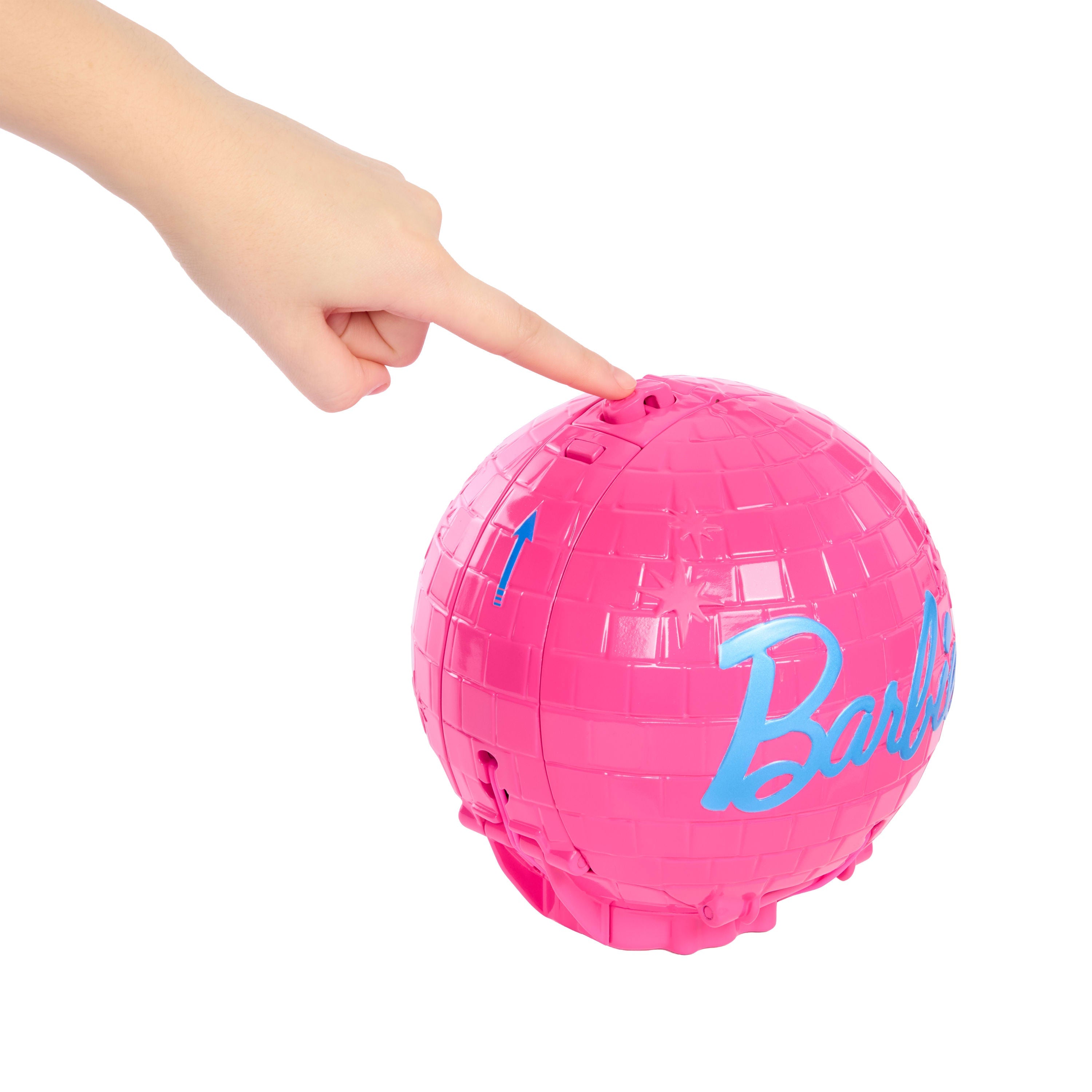 Barbie Team – Roll And Reveal – Poupée et Accessoires – Barbie Vedette Pop, Poupée Mode Blonde, 8 Surprises et Boîtier en Forme de Boule Disco