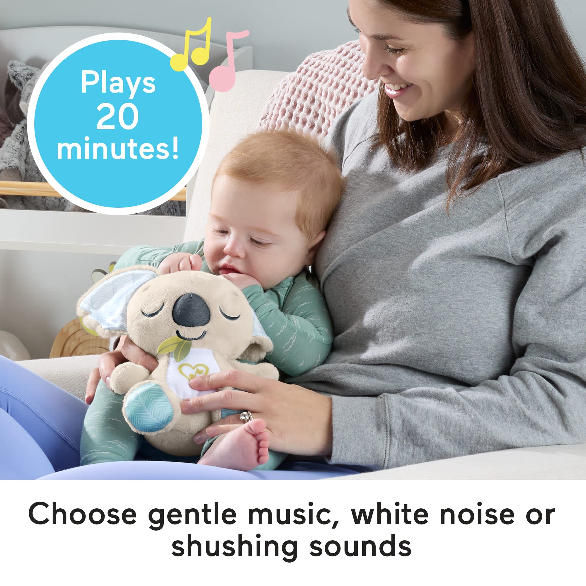 Fisher-Price On-The-Go Koala Soother Toy, Plush Portable Sound Machine For Newborns