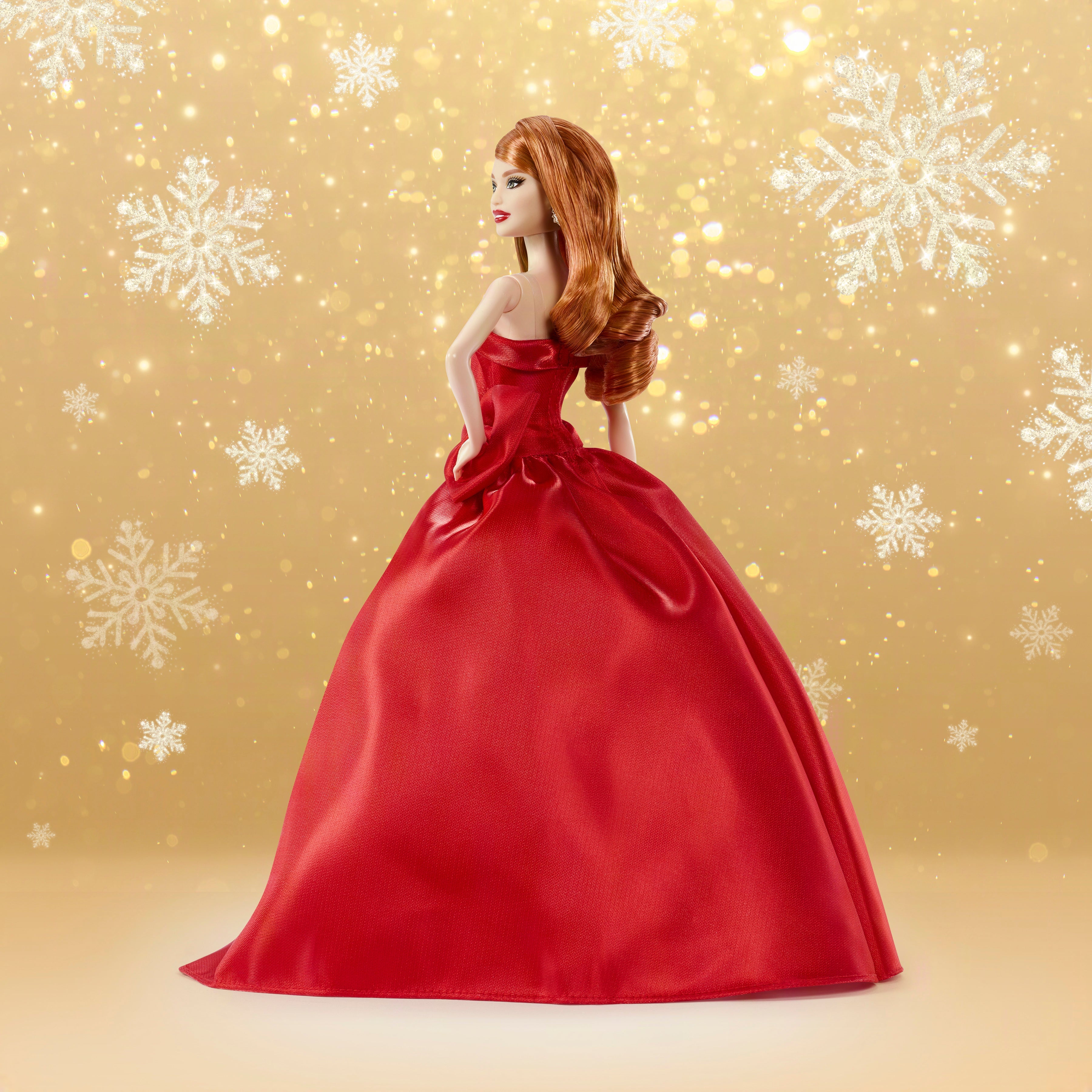 Poupée Mode Barbie Joyeux Noël 2026Barbie Signature, Poupée Saisonnière à Collectionner, Cheveux Roux, Robe Rouge Avec Nœud
