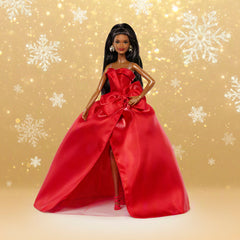 Barbie Signature 2026 Holiday Barbie Fashion Doll, Seasonal Collector, Black Hair With Red Gown With Bow Detail
