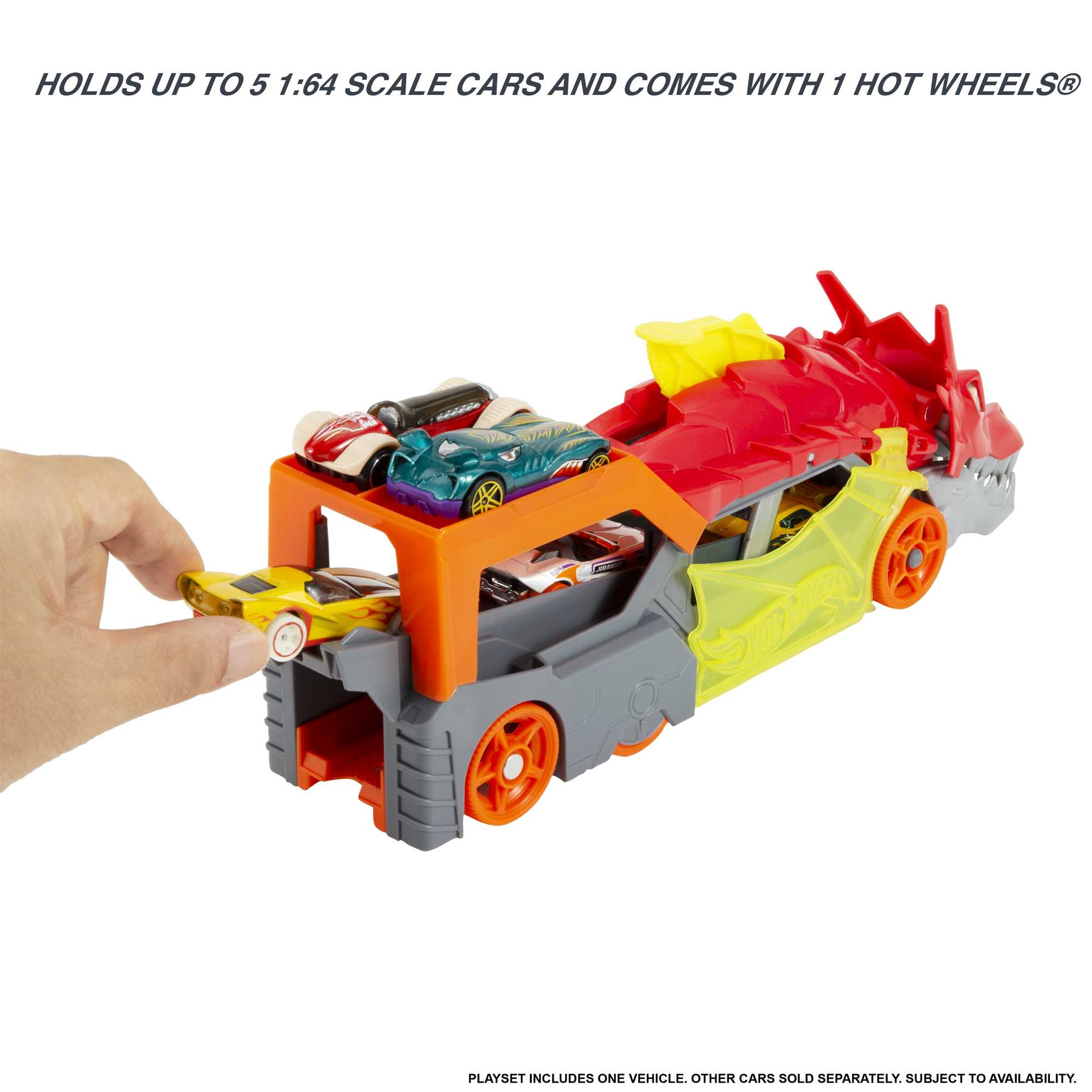 Hot Wheels City Dragon Launch Transporter, Spits Cars From Its Mouth, Gift For Kids 3 Years & Up