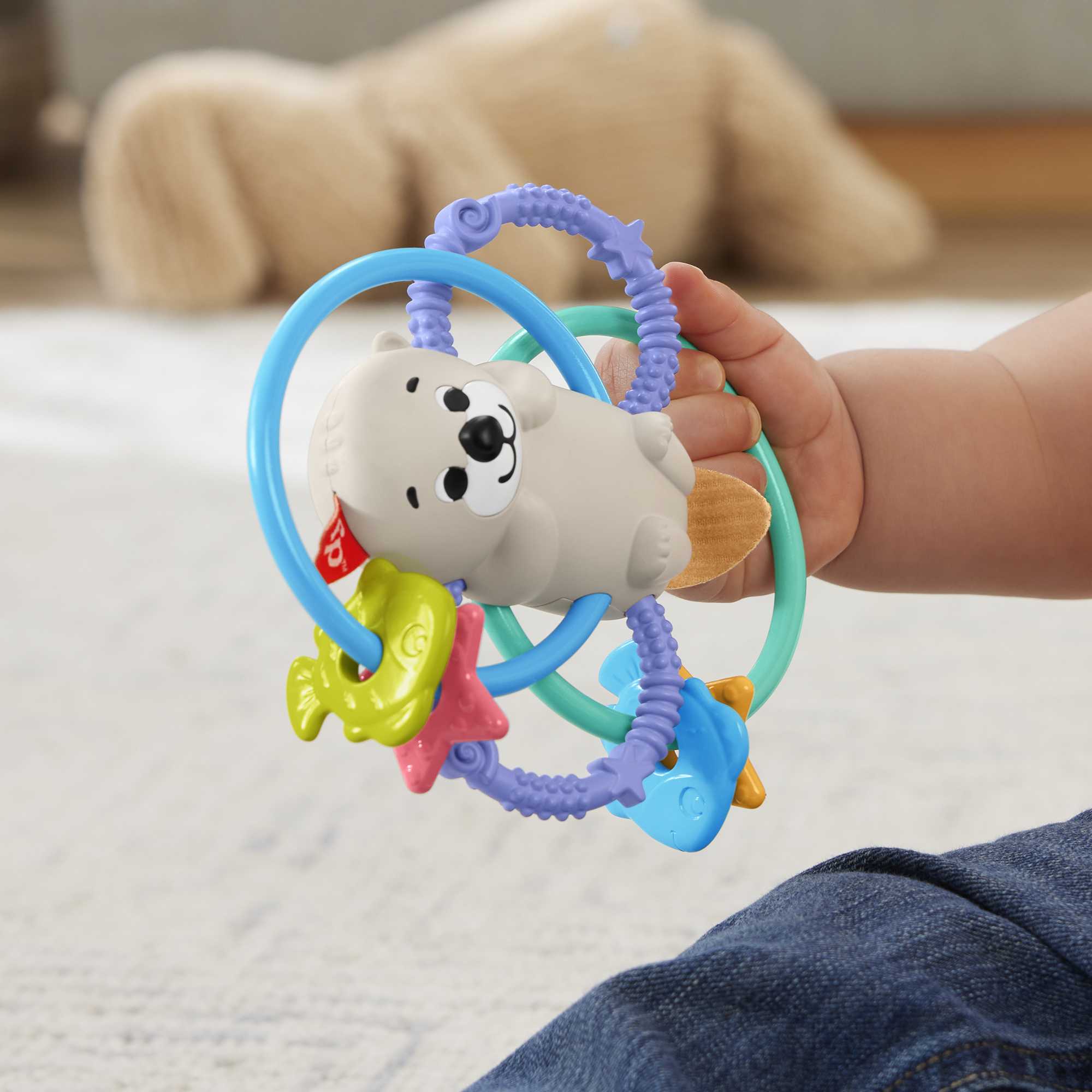 Hochet et Jouet de dentition Sans Bpa Pour Nouveau-Nés de Fisher-Price, Loutre à Tordre et Mordiller
