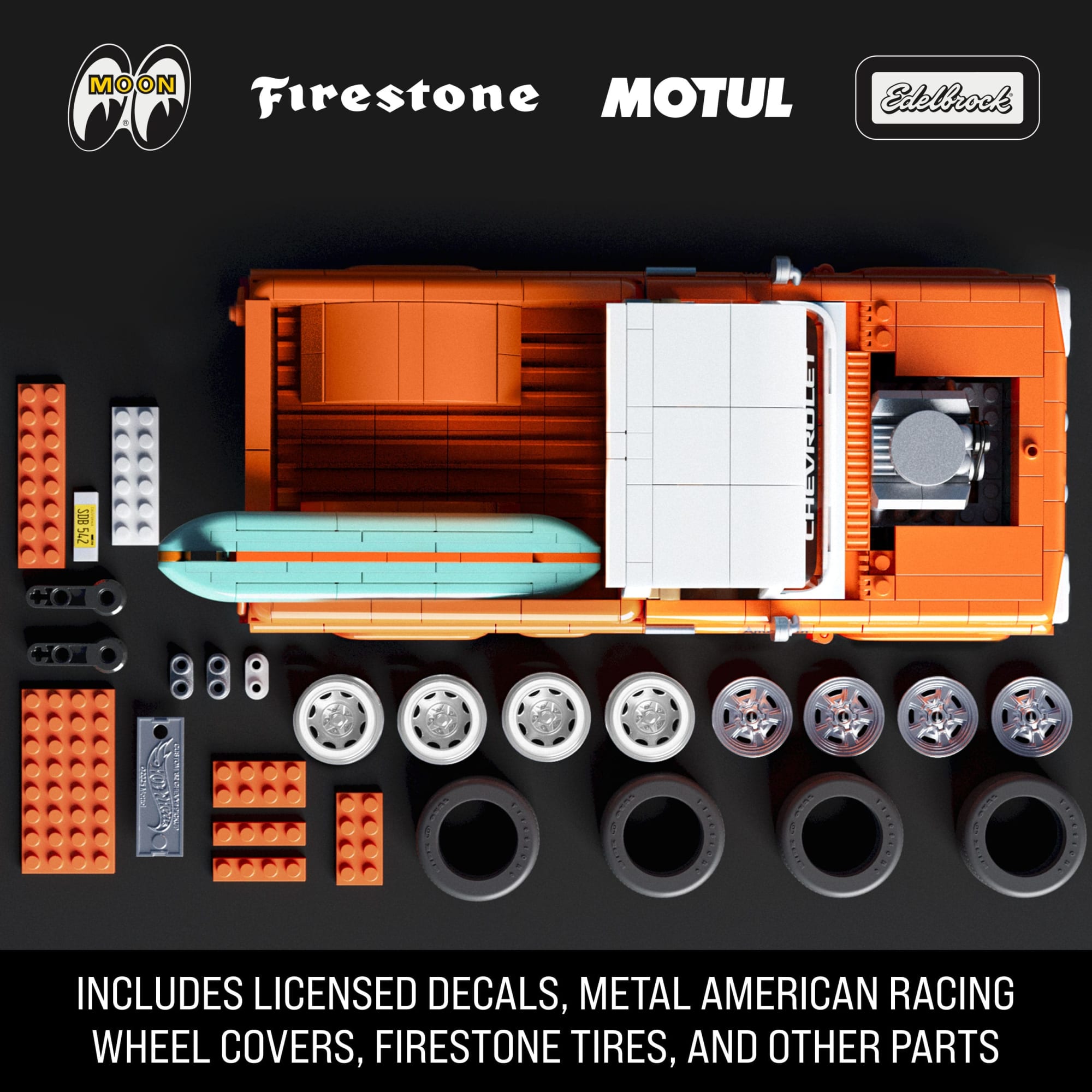 Mattel Brick Shop Hot Wheels Custom ’62 Chevy Pickup Building Toy Kit (858 Pieces), For Collectors