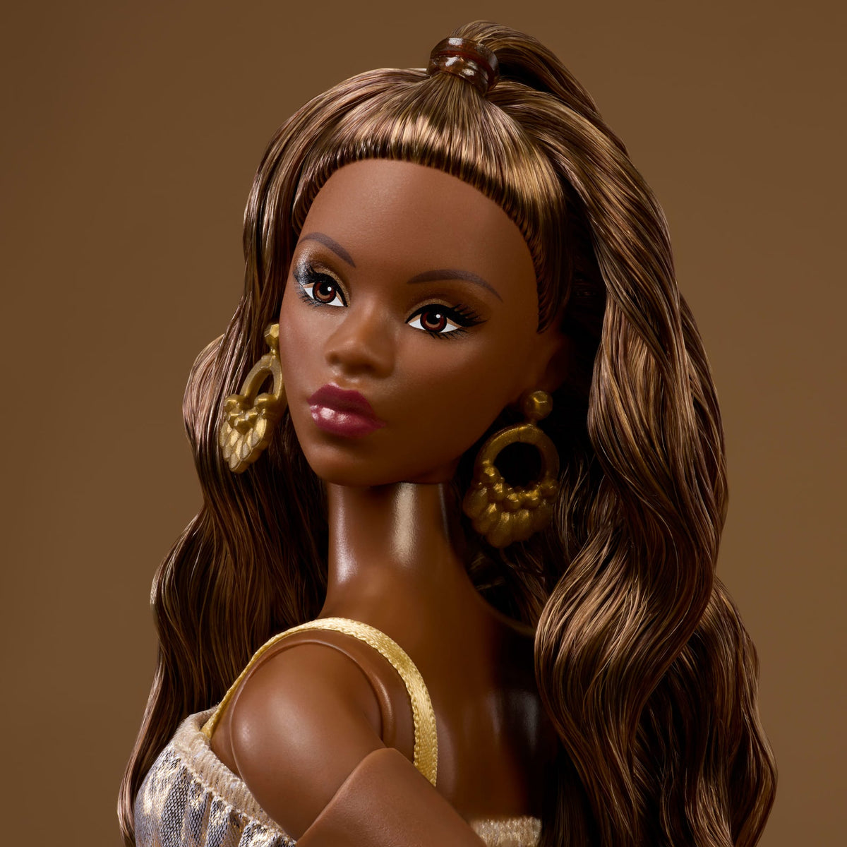 Barbie Basics Collectible Doll, Model 09 With Brunette Hair In Golden Dress & Strappy Heels