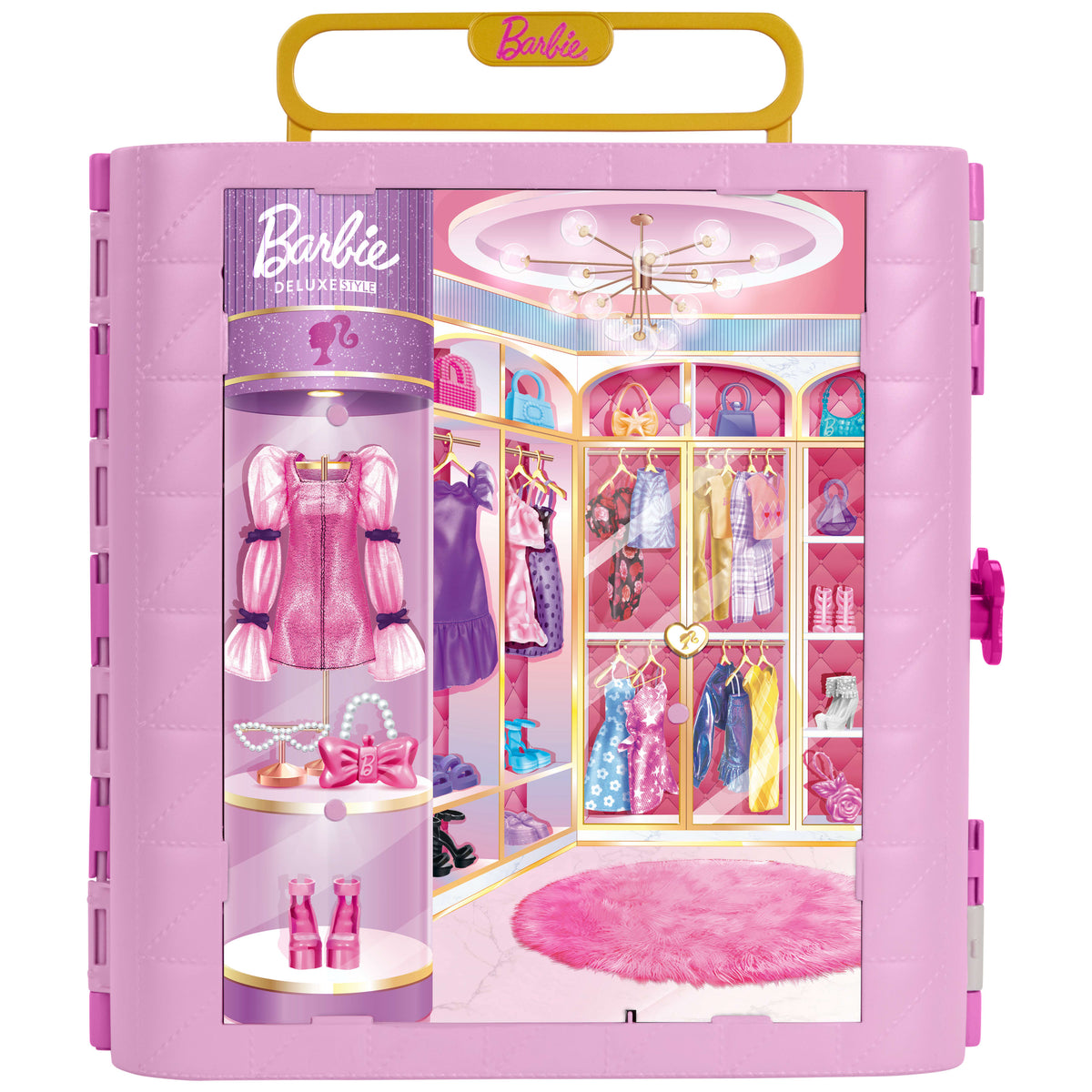 Barbie Closet With Spin & Style Feature, Vanity, Ottoman, 4 Fashions, 20+ Pieces, Portable Storage