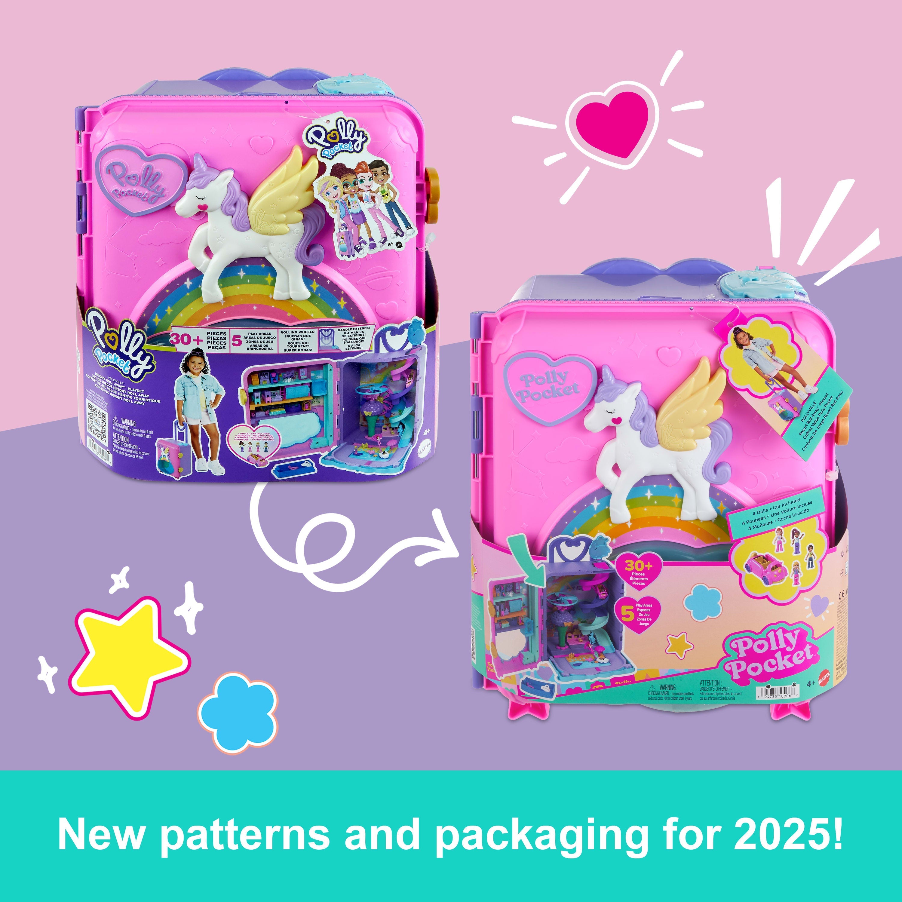 Polly Pocket Dolls Pollyville Resort Roll Away Playset