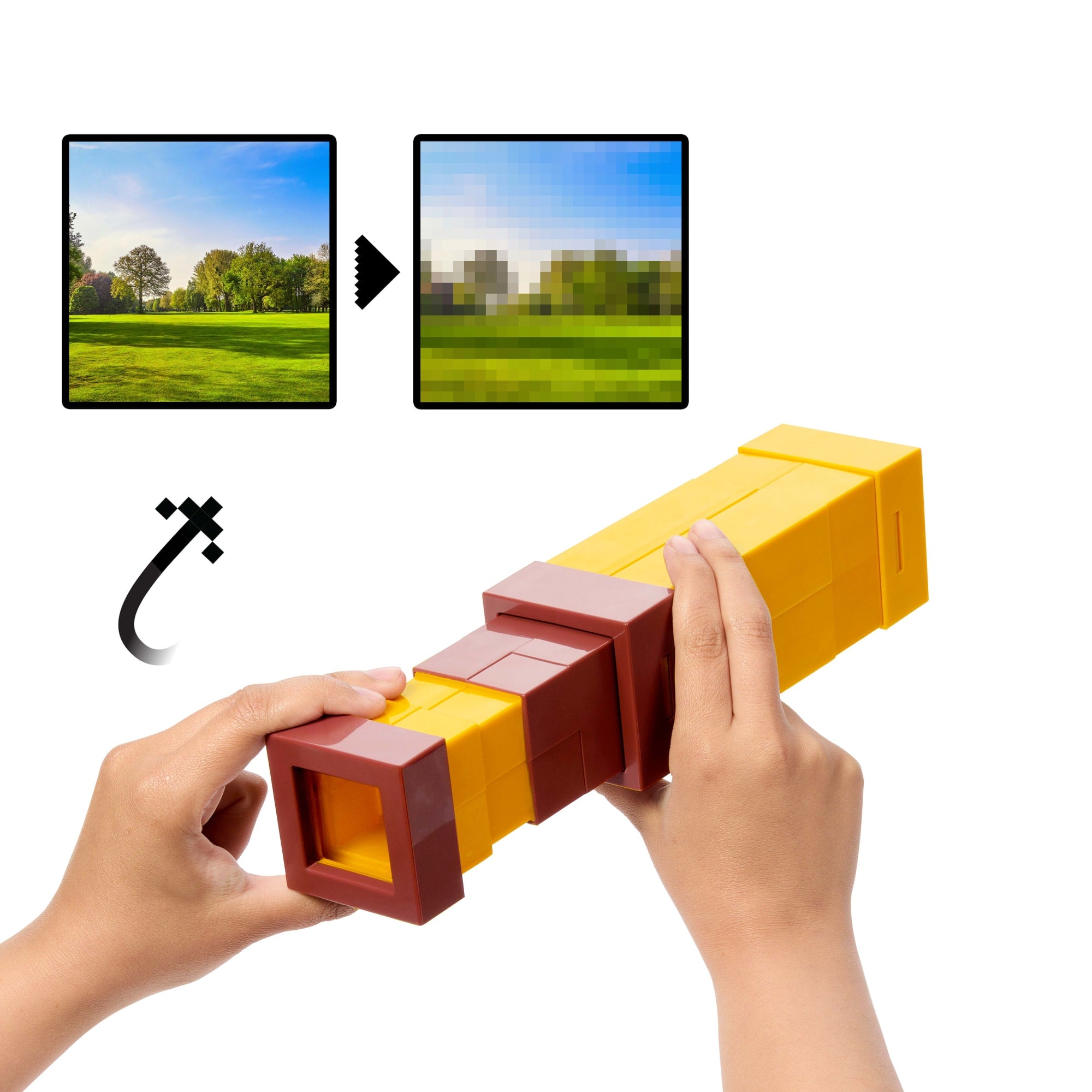 Minecraft Pixel Spyglass Toy With Pixelating View Lens, Kid-Size Accessory For Role-Play & Costumes