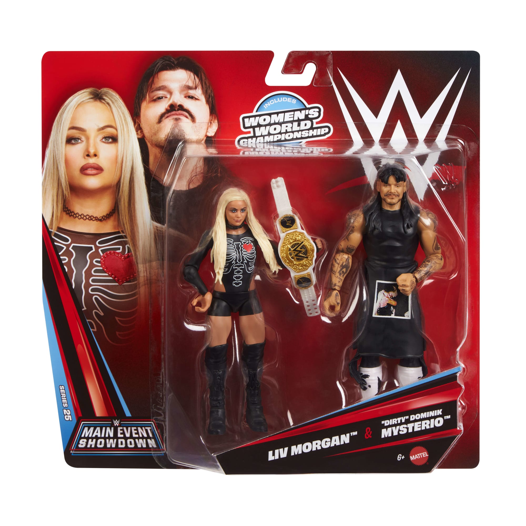 WWE Main Event Showdown Dirty Dominik Mysterio & Liv Morgan Action Figures Set, Series #25, 6-Inch