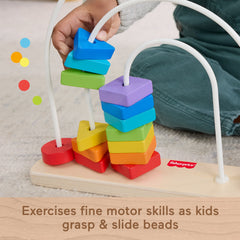 Fisher-Price Wooden Rainbow Bead Bar Maze, Baby & Toddler Developmental Toy, 1 Wood Piece
