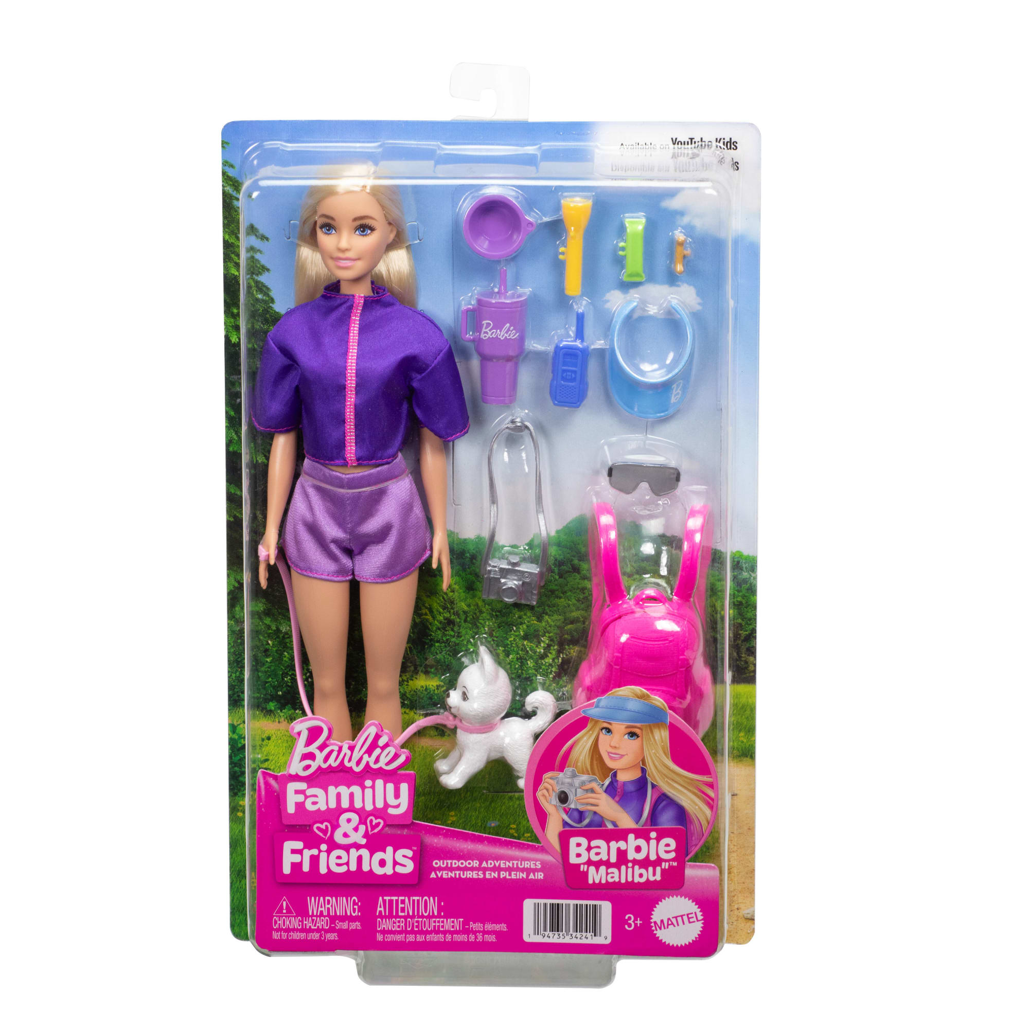 Barbie Poupée Barbie 'Malibu' Aventures en Plein Air et Accessoires