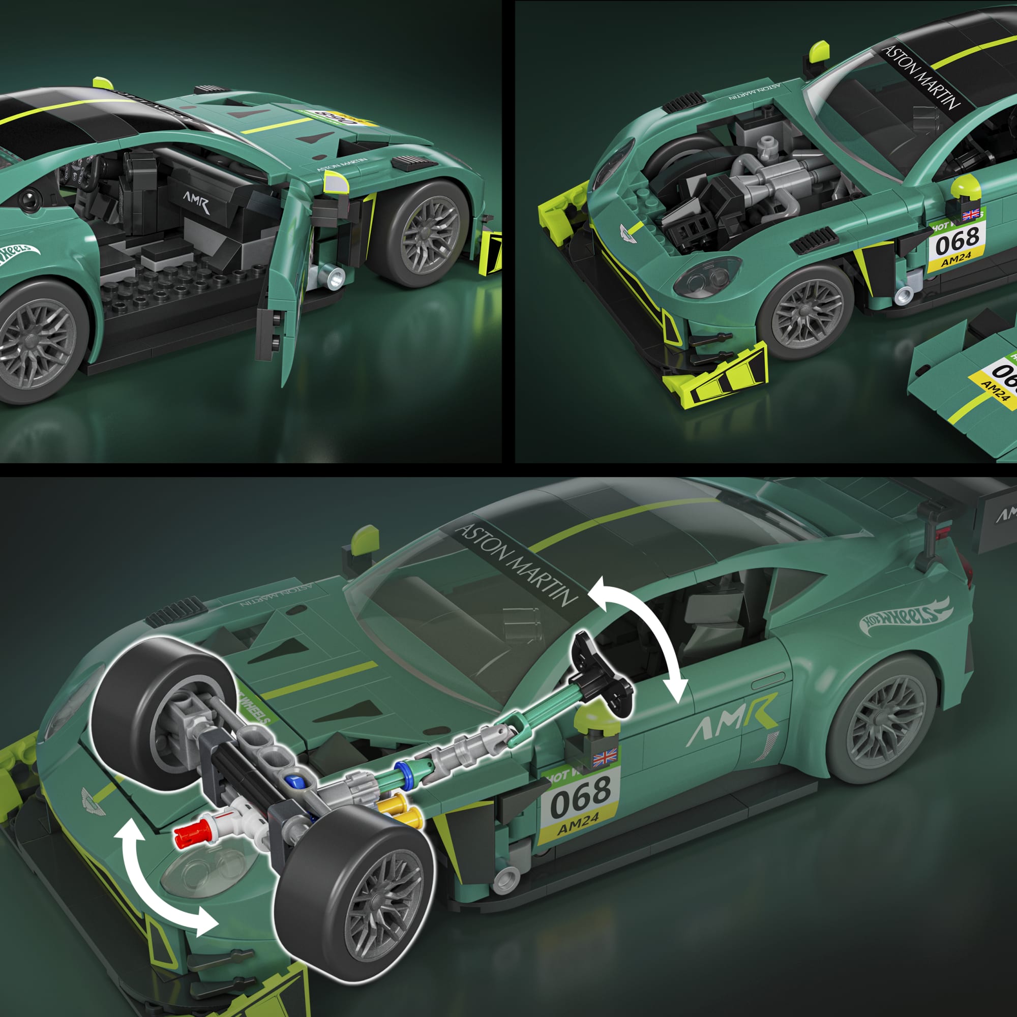 Mattel Brick Shop Hot Wheels ’24 Aston Martin Vantage Gt3 Building Toy Kit (793 Pieces), For Collectors