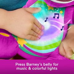 Fisher-Price Barney's World Heart Glow Barney Plush Toy With Music & Lights For Toddlers & Kids, Multilanguage Version