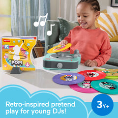 Fisher-Price Deluxe Rockin’ Record Player Musical Toy Turntable With 6 Records For Kids Ages 3+