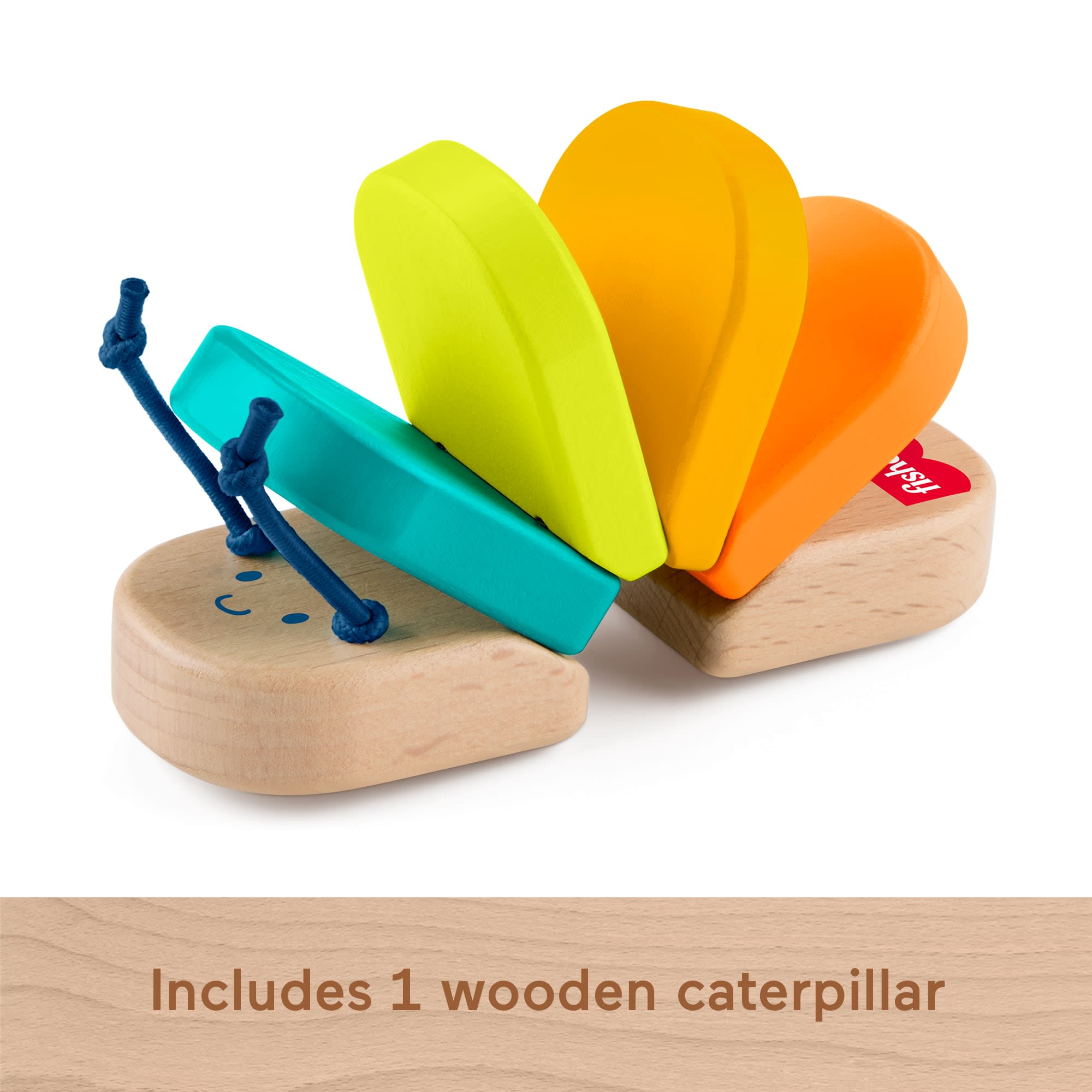 Fisher-Price Wooden Clacker Caterpillar Developmental Activity Rattle Toy For Baby, 1 Wood Piece