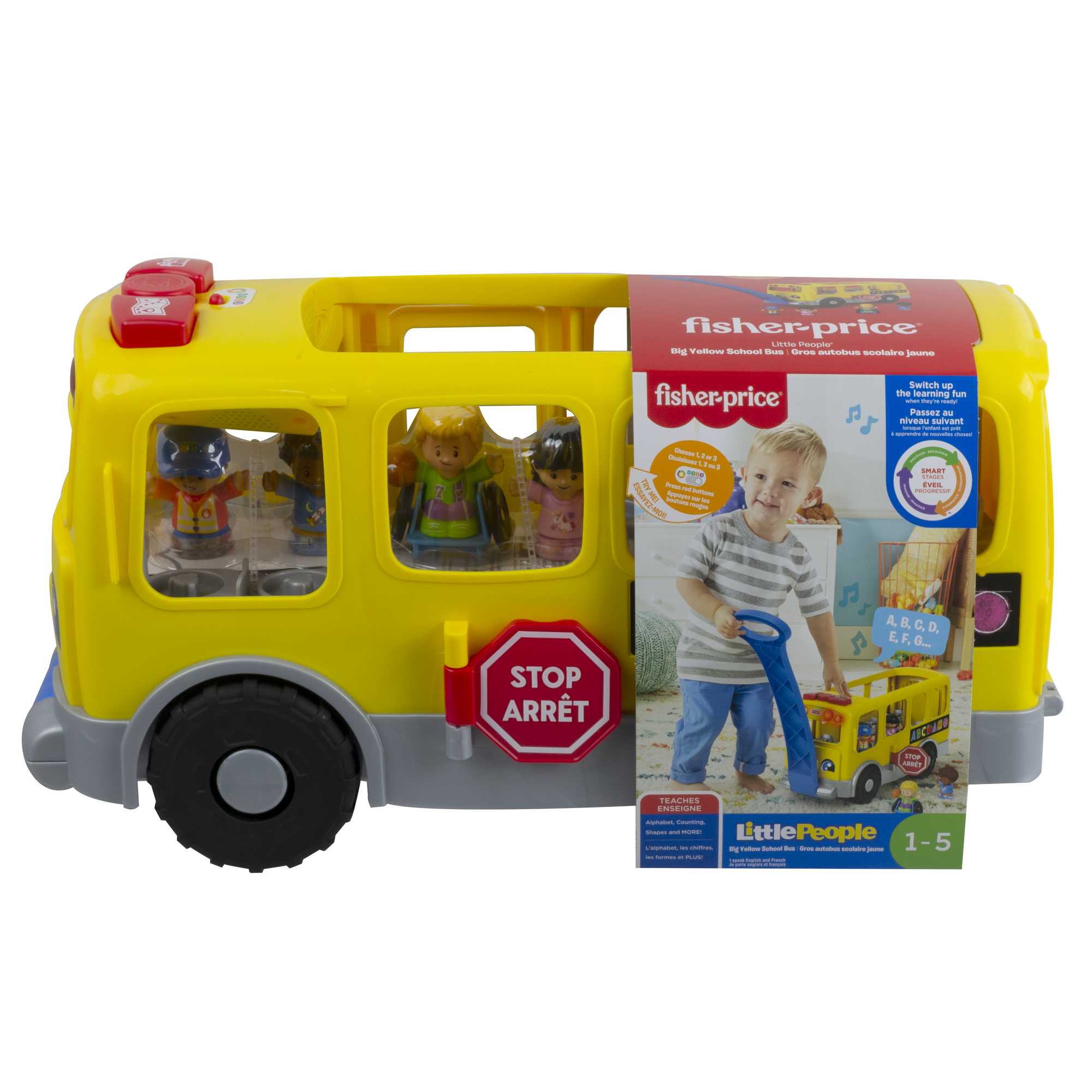 Fisher-Price Little People Gros Autobus Scolaire Jaune Version Anglaise et Française