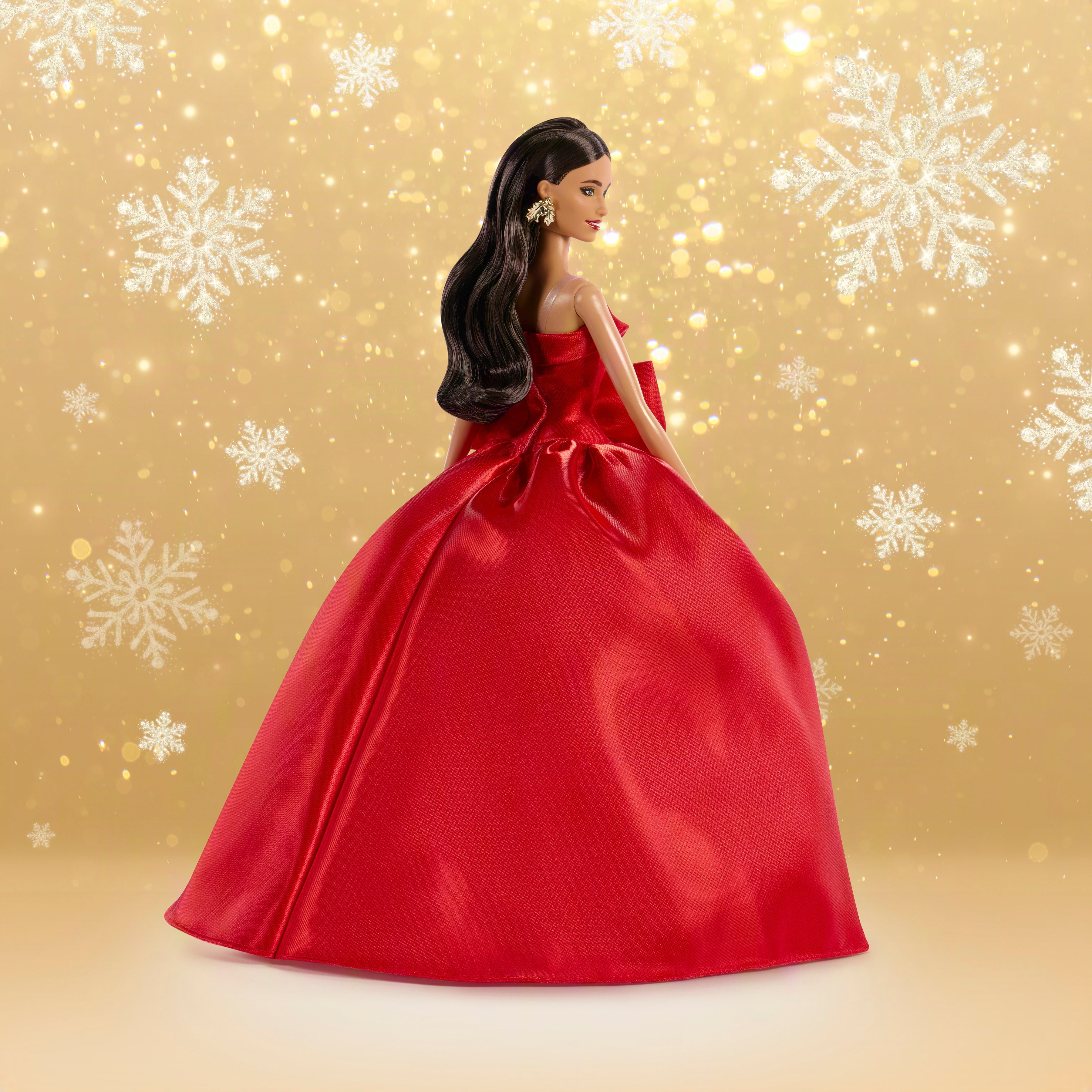 Barbie Signature 2026 Holiday Barbie Fashion Doll, Seasonal Collector, Brown Hair With Red Gown With Bow Detail