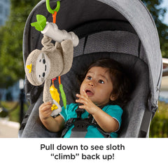 Fisher-Price Slow Much Fun Stroller Sloth Baby Toy With Sensory Details For Newborns