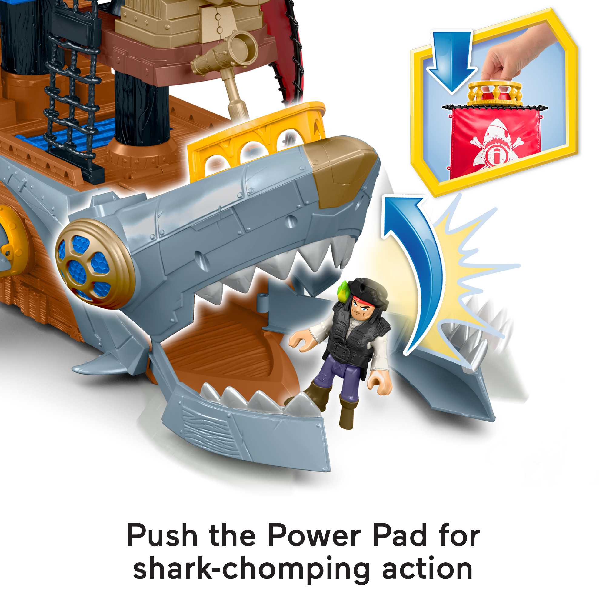 Imaginext Pirate Ship Playset With Shark Bite Action, 2 Pirate Figures, Preschool Toys, Child 3Y+