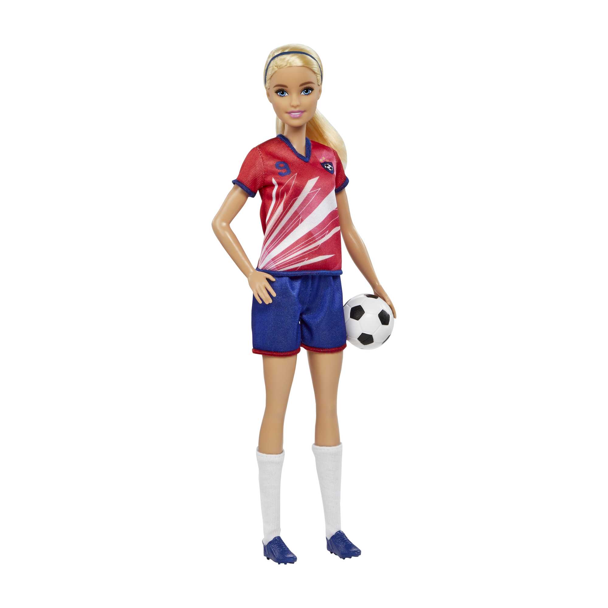 Barbie Profissões Boneca Jogadora de Futebol Camiseta Vermelha