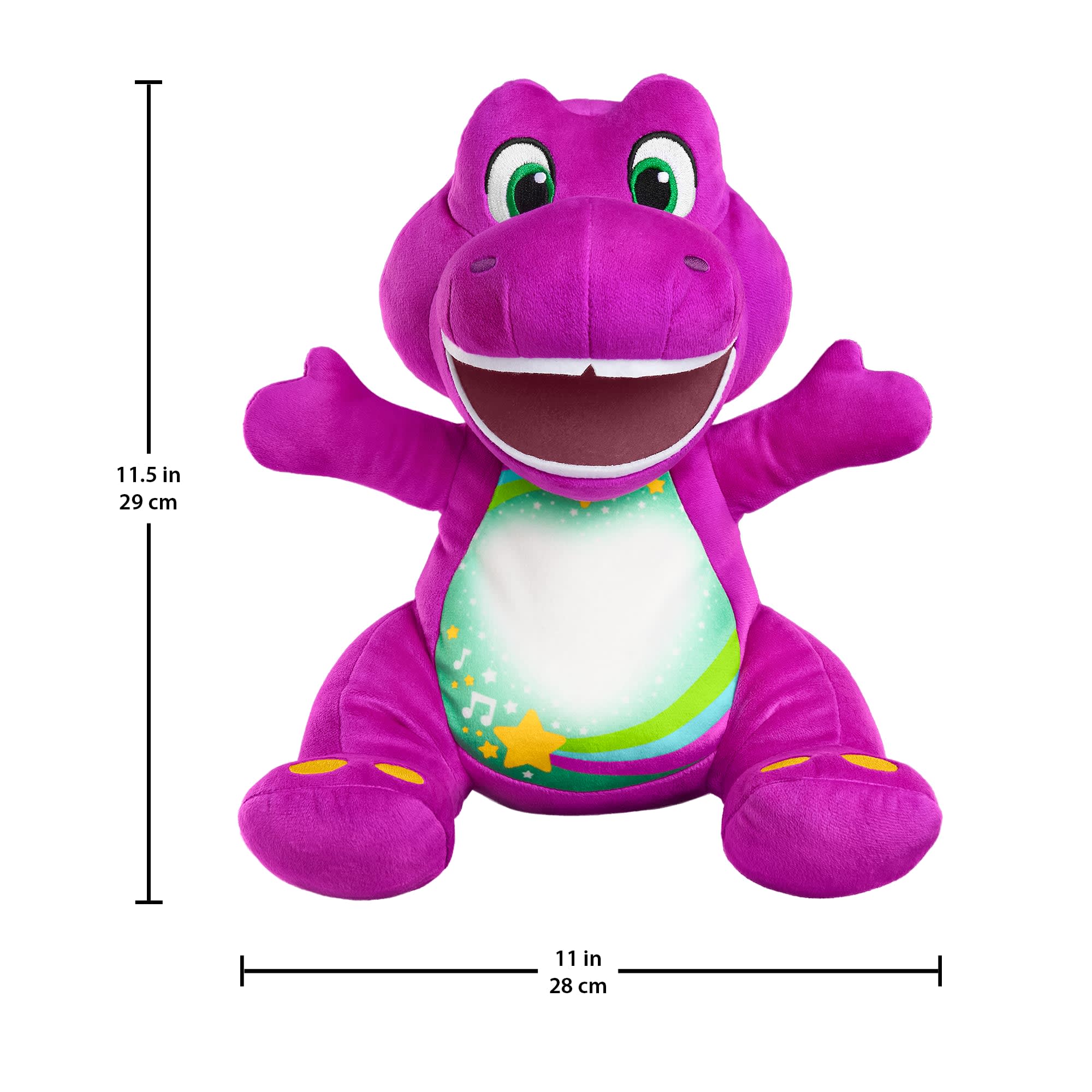 Fisher-Price Barney's World Heart Glow Barney Plush Toy With Music & Lights For Toddlers & Kids, Multilanguage Version