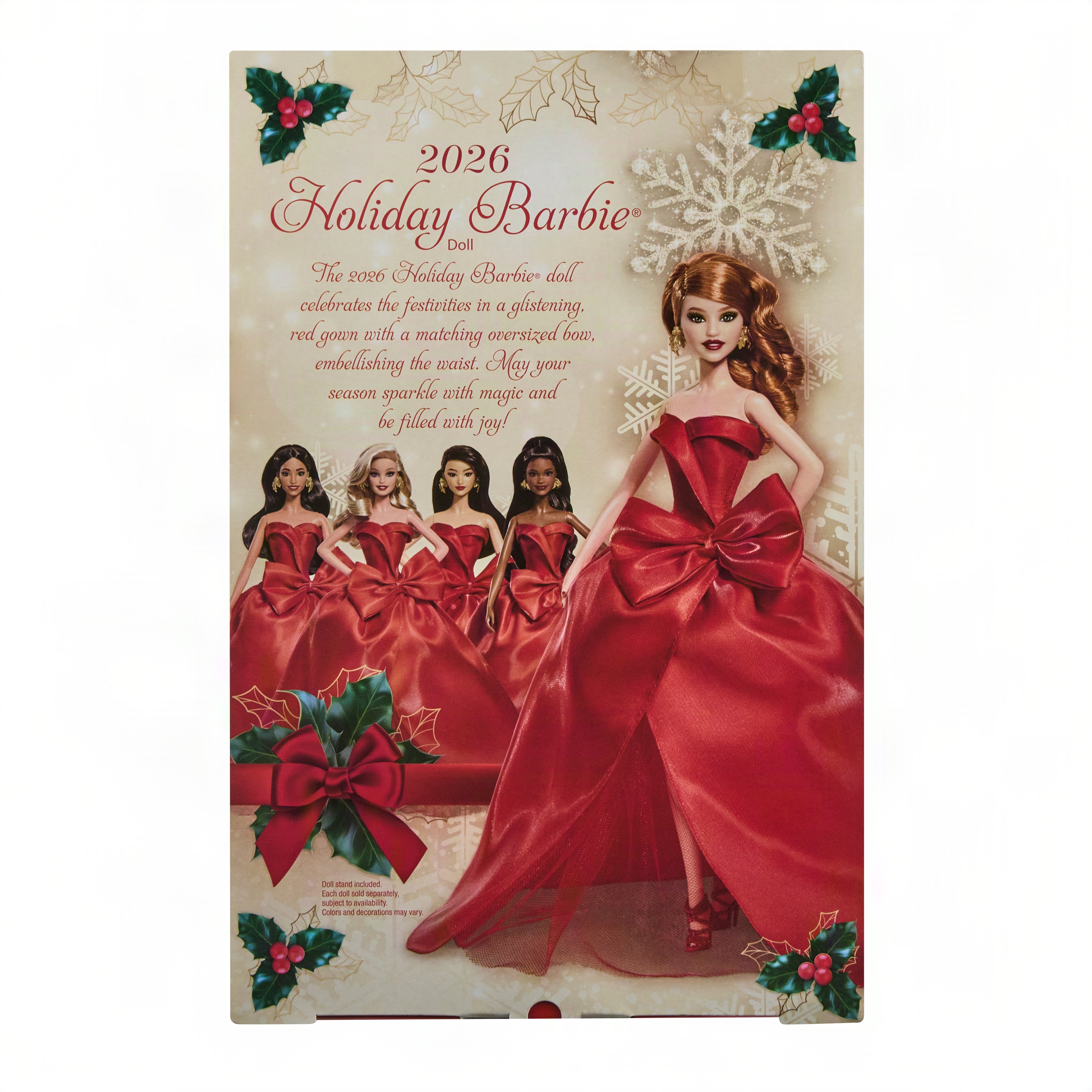 Poupée Mode Barbie Joyeux Noël 2026Barbie Signature, Poupée Saisonnière à Collectionner, Cheveux Roux, Robe Rouge Avec Nœud