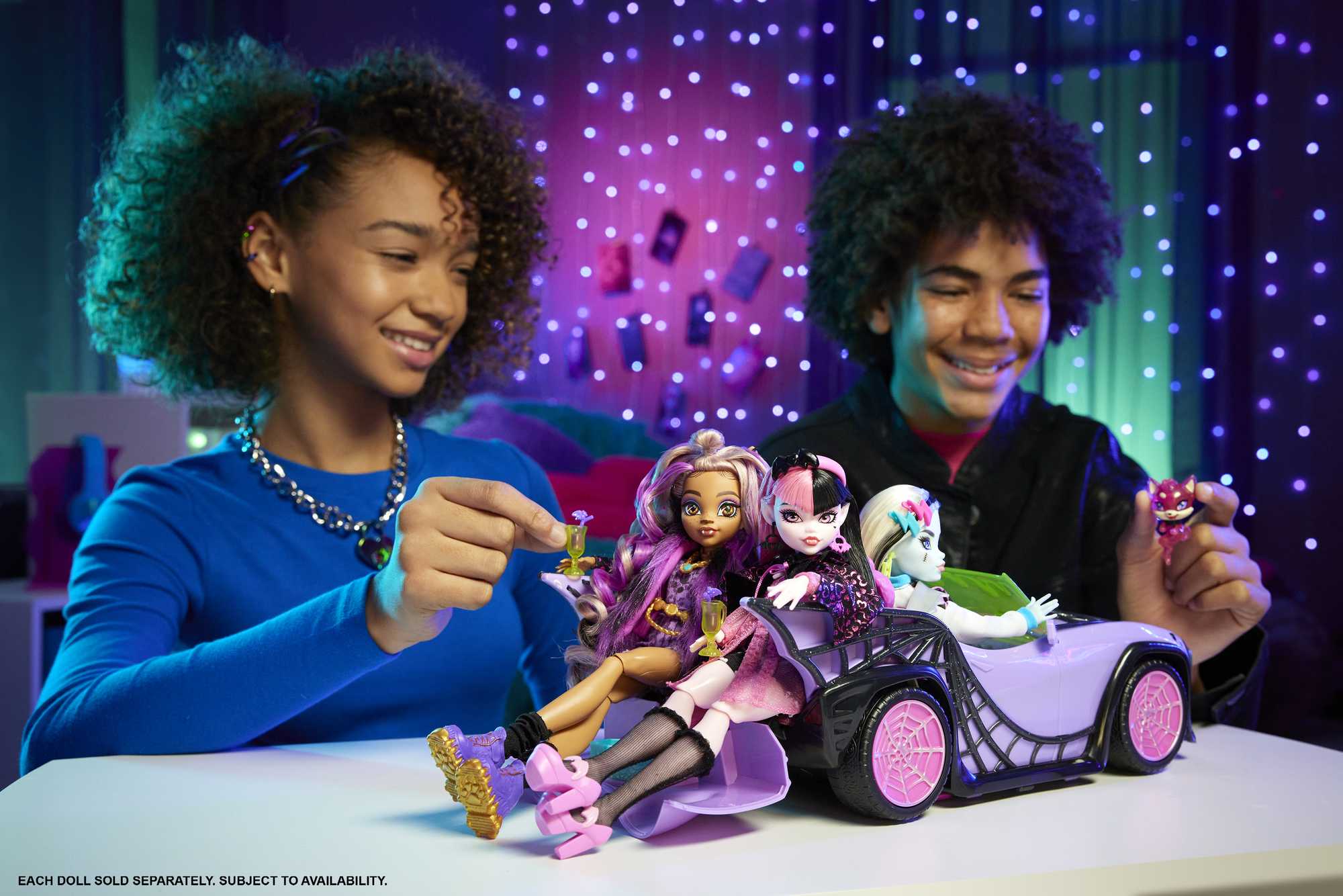 Monster High Toy Car, Ghoul Mobile With Pet And Cooler Accessories