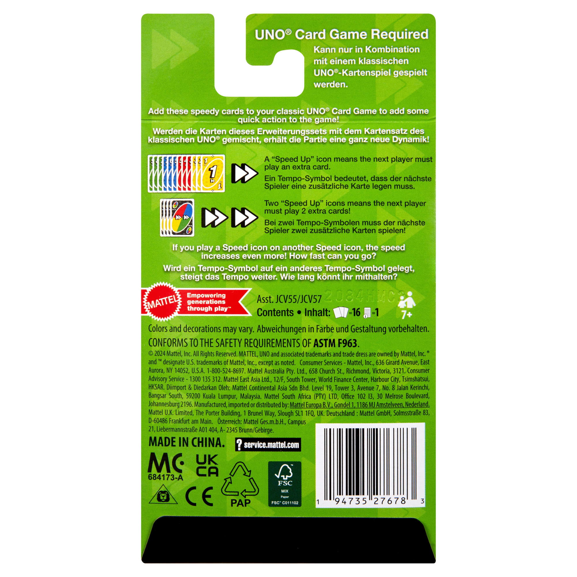 UNO Add-On-Packs Speed Pack Card Game For Kids, Family & Game Nights, Travel, Camping & Parties