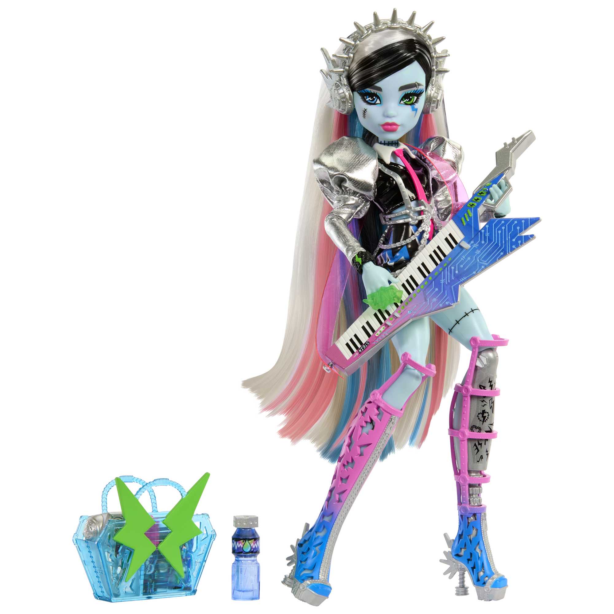 Monster High Doll, Amped Up Frankie Stein Rockstar With Instrument And Accessories