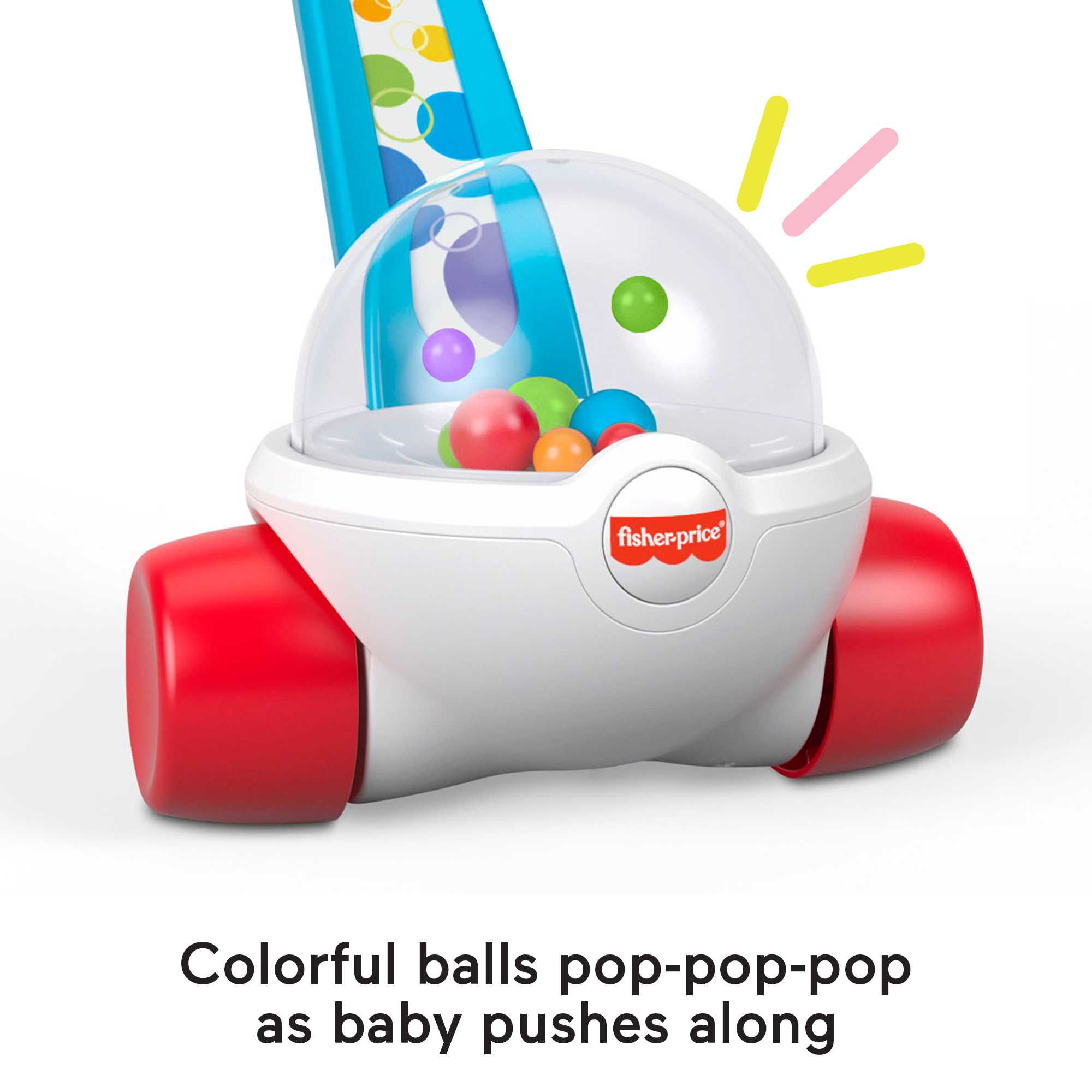 Fisher-Price Corn Popper Baby And Toddler Toy, Push Toy For 1 Year Old And Up, 2 Pieces, Blue