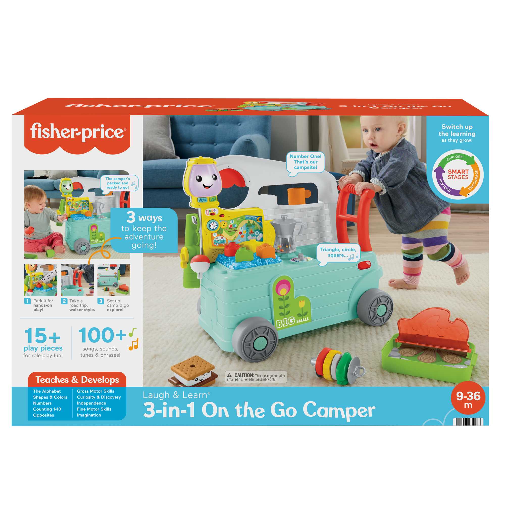 Fisher-Price Rires et Éveil Caravane en Balade 3 en 1, Centre D’Activités Musical Version Anglaise et Française