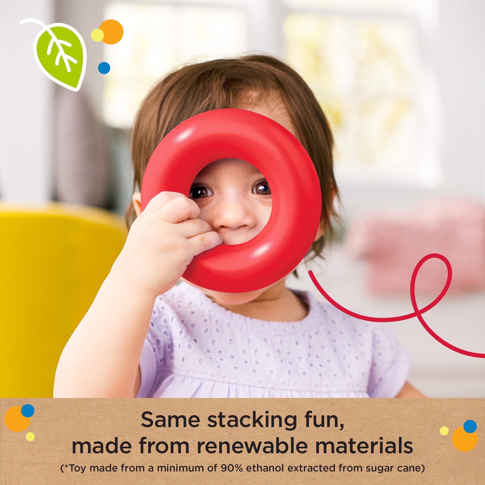 Fisher-Price Rock-A-Stack Ring Stacking Toy For infants, Made With Plant-Based Materials