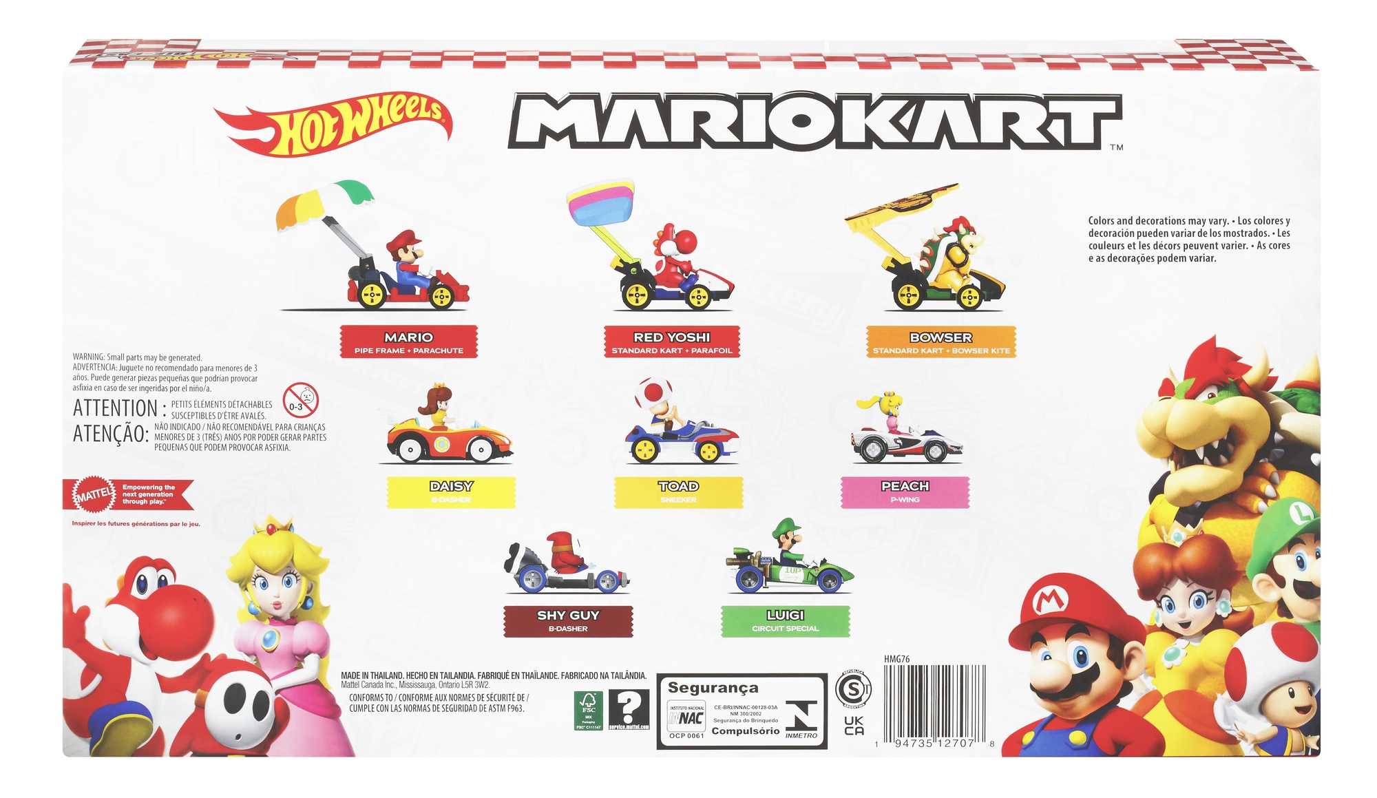 Hot Wheels® Super Mario Véhicules Personnages Coffret de 8