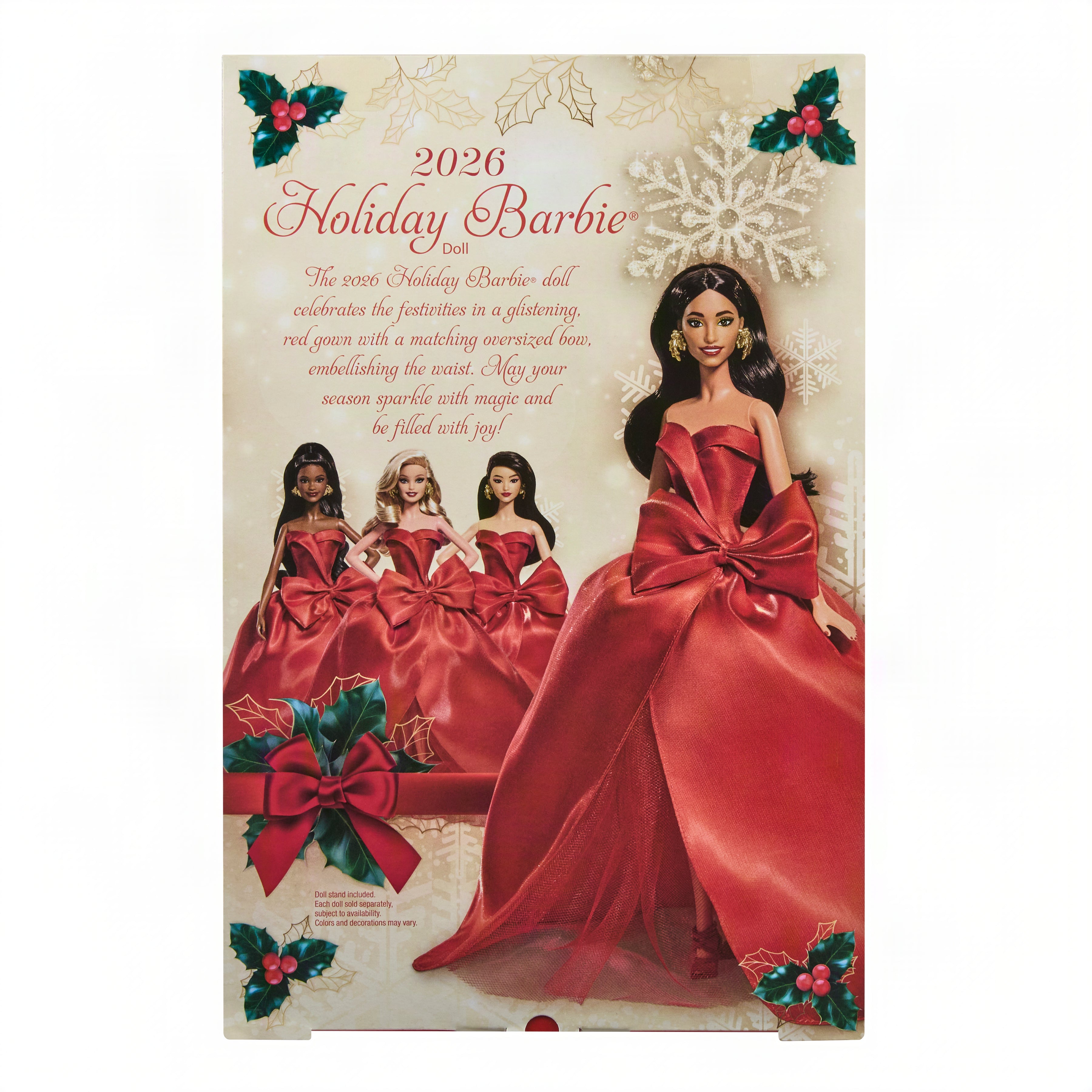 Barbie Signature 2026 Holiday Barbie Fashion Doll, Seasonal Collector, Brown Hair With Red Gown With Bow Detail