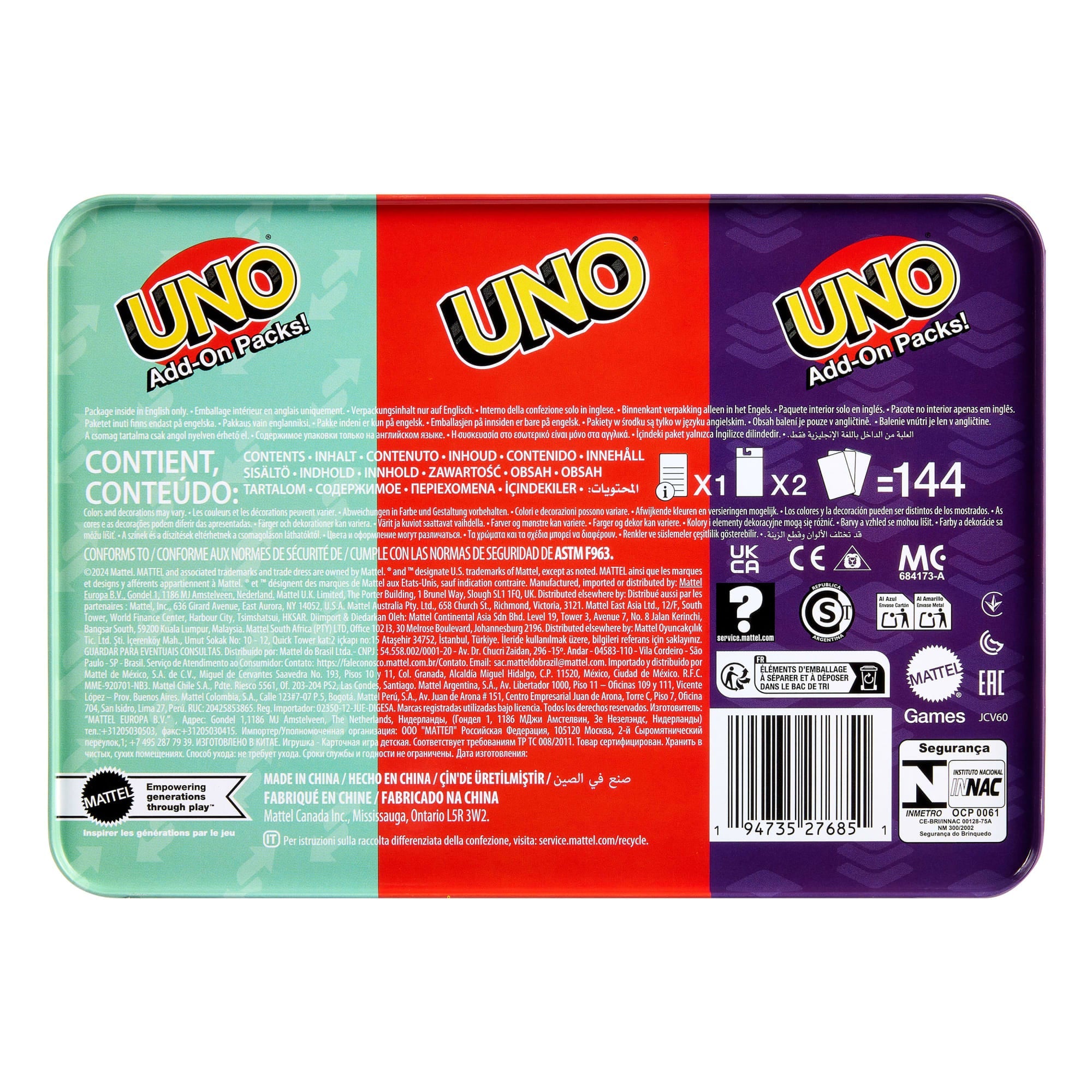 UNO Card Game With 2 Add-On Packs Card Deck For Kids, Adults & Family Night