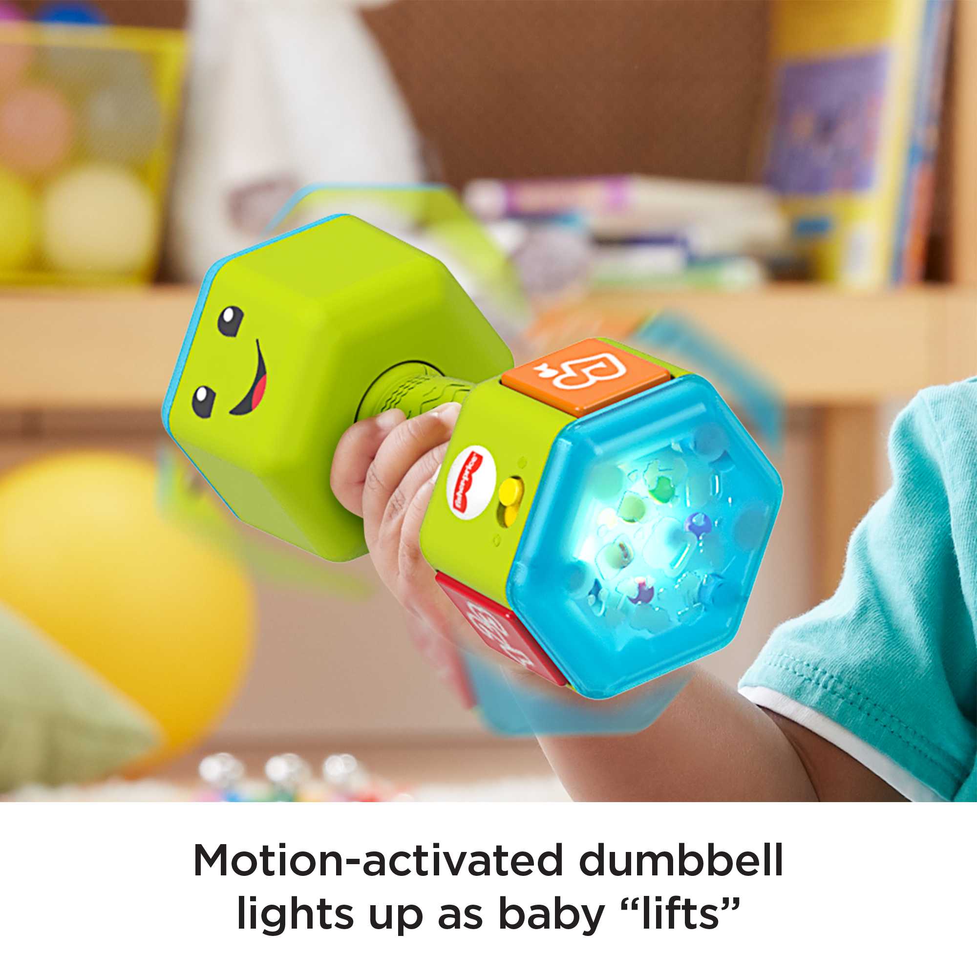 Fisher-Price Laugh & Learn Countin’ Reps Dumbbell Musical Rattle Toy For Infant & Toddler