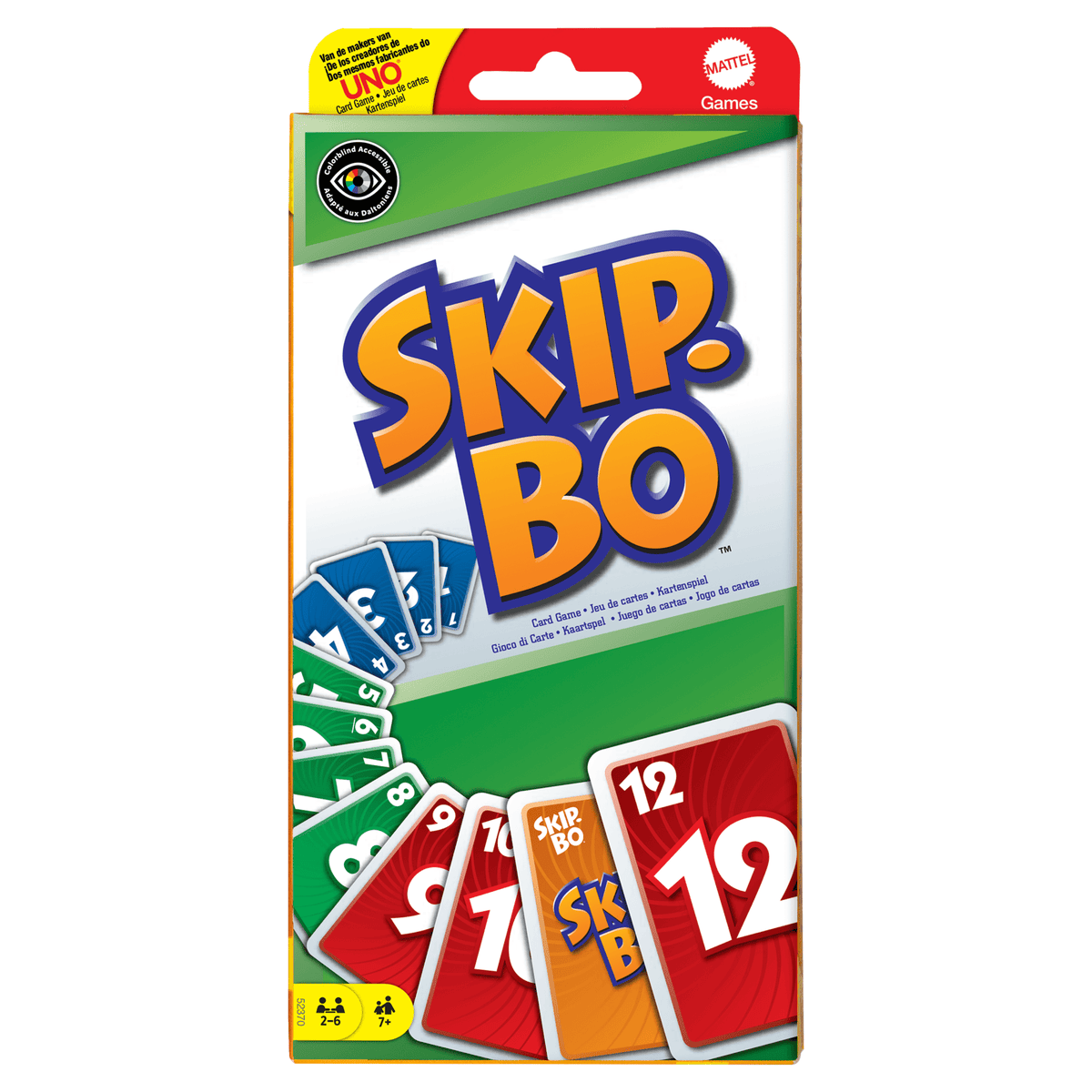 Skip-Bo Card Game For Kids, Adults & Families, Color Blind Accessible Deck For 2 To 6 Players