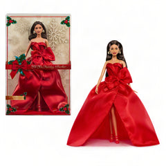 Barbie Signature 2026 Holiday Barbie Fashion Doll, Seasonal Collector, Brown Hair With Red Gown With Bow Detail