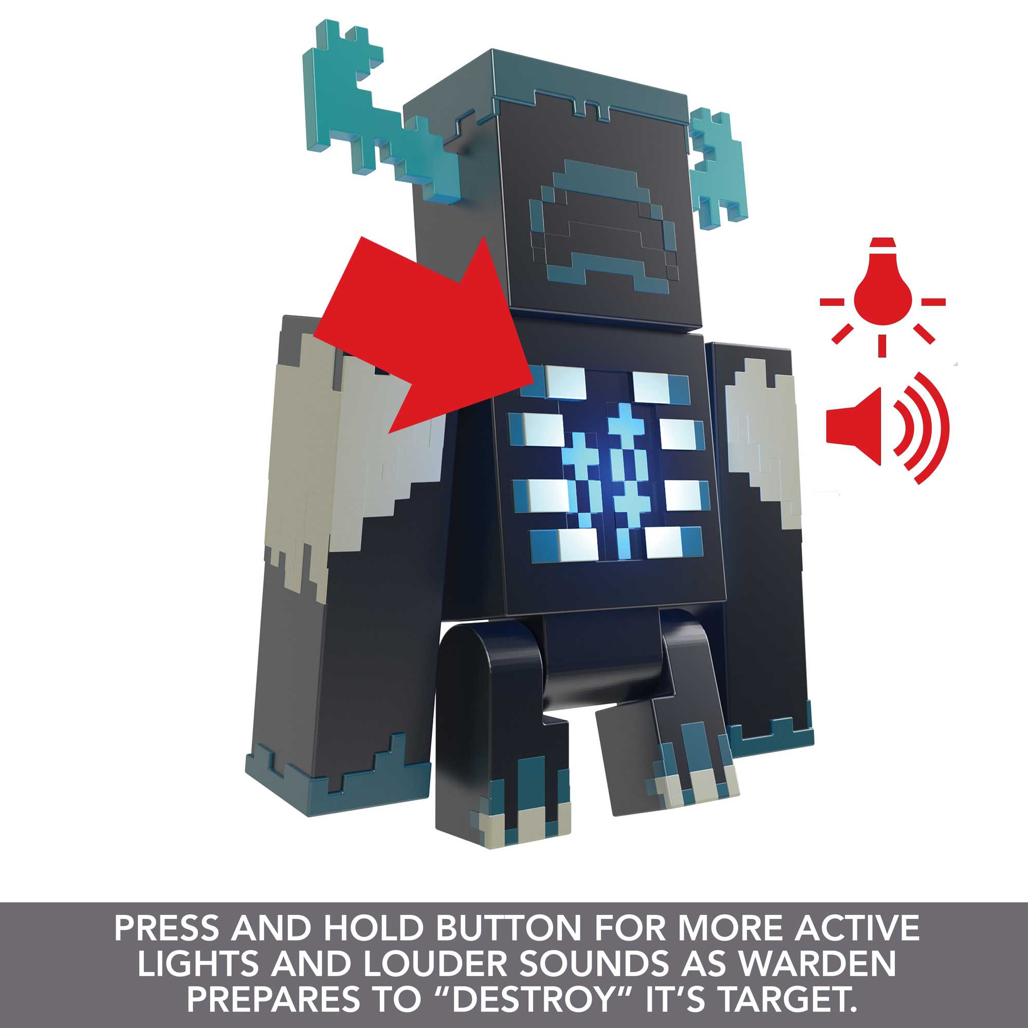 Minecraft Toys Warden Figure With Lights, Sounds And Accessories