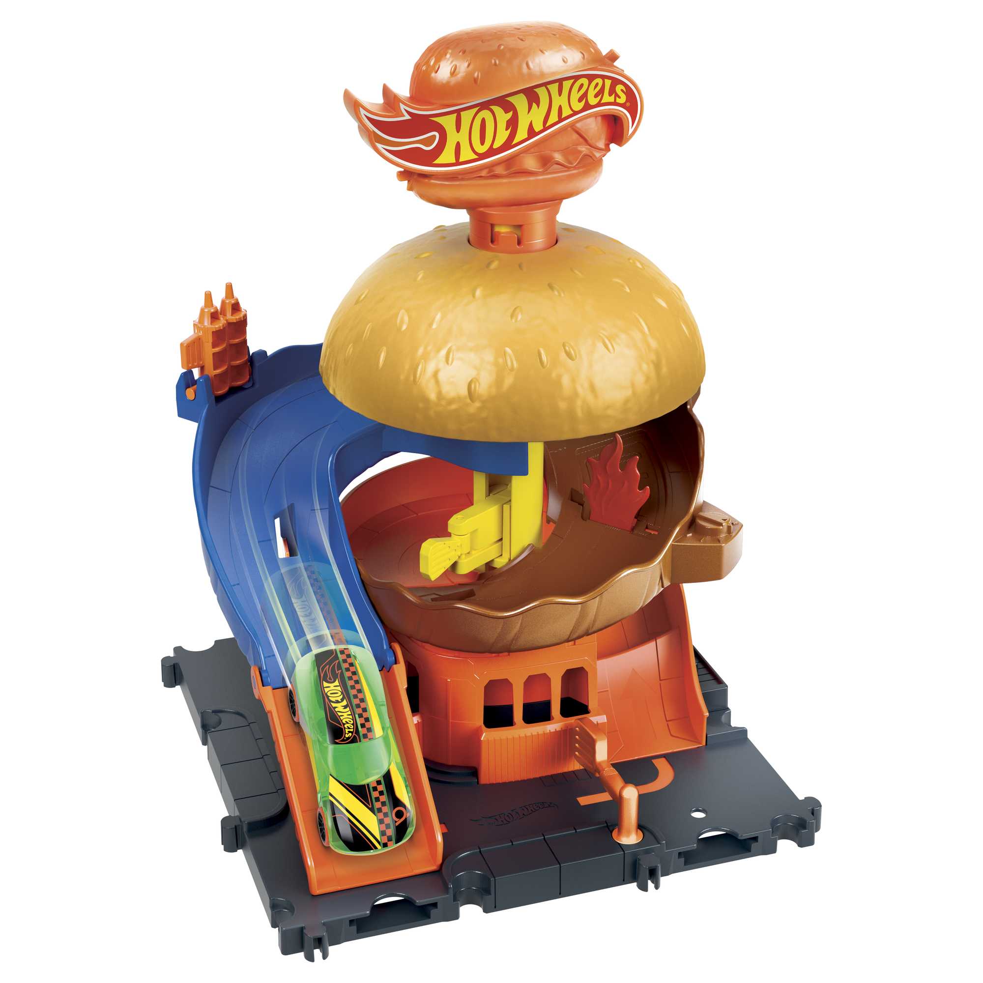 Hot Wheels City Pista de Juguete Tienda de Hamburguesas